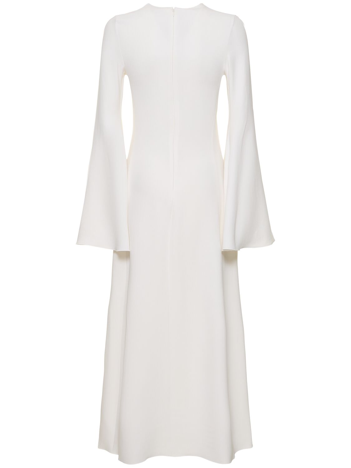 Shop Giambattista Valli Crepe Long Sleeve Maxi Dress In Ivory