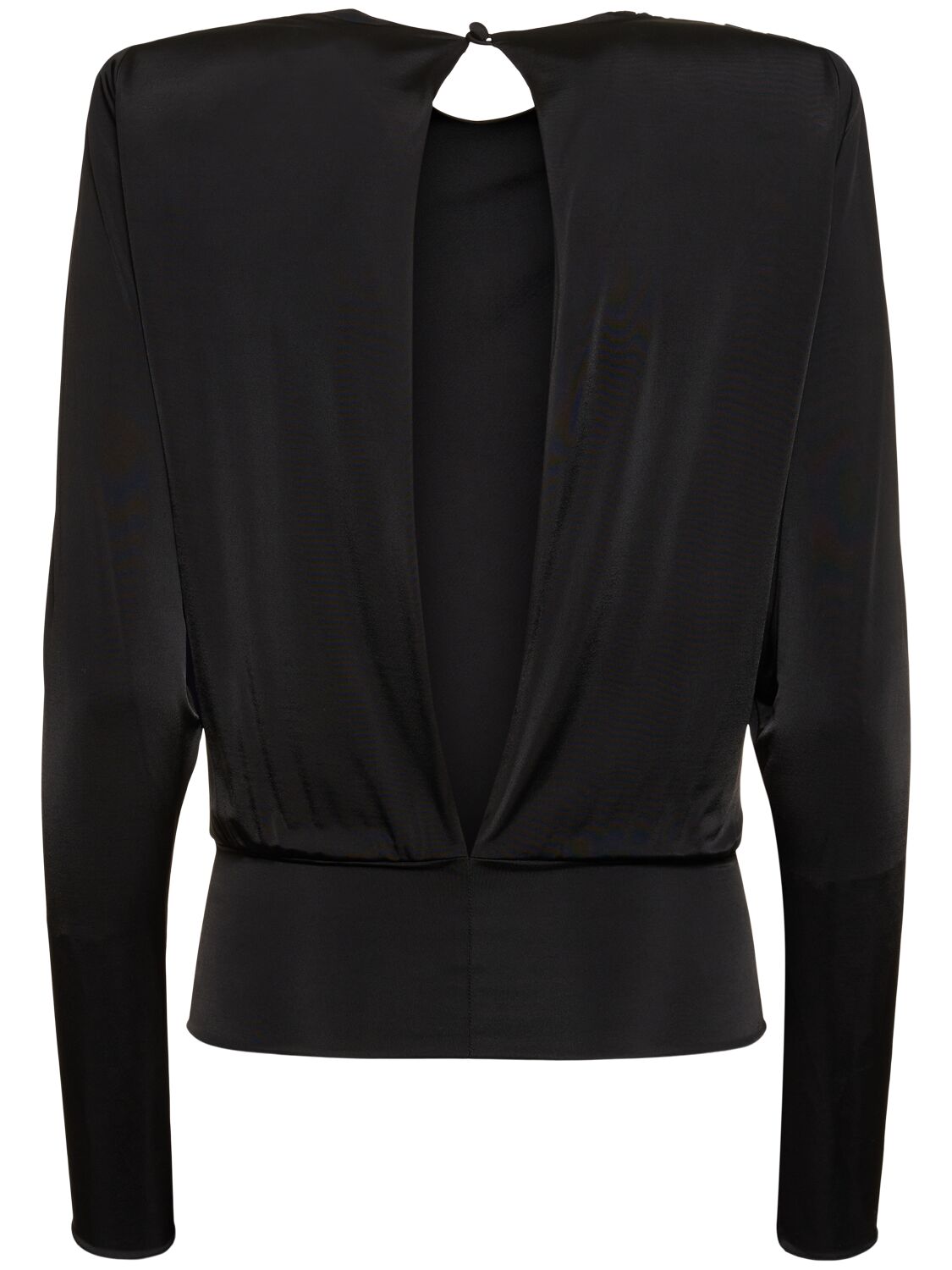 Shop Alexandre Vauthier Draped Viscose Jersey L/s Top In Black