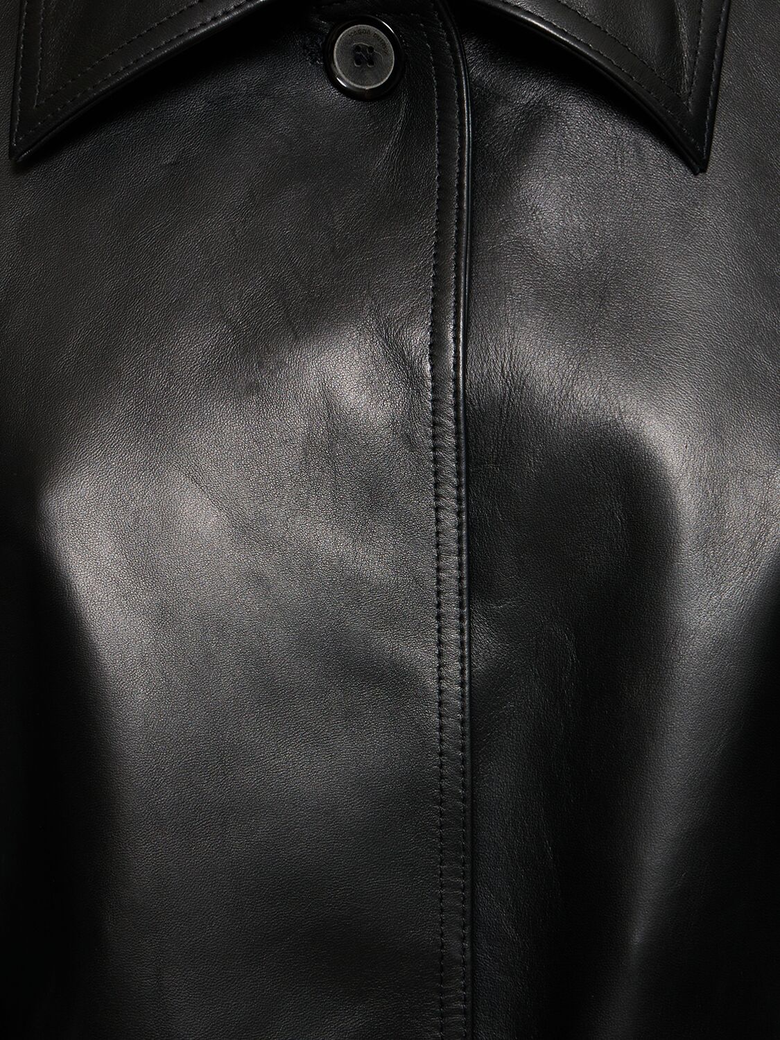 Shop Magda Butrym Leather Belted Jacket In Black