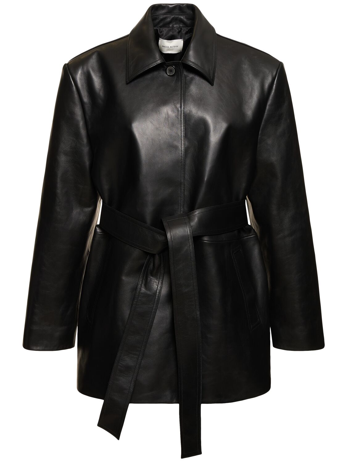 Magda Butrym Leather Belted Jacket In Black