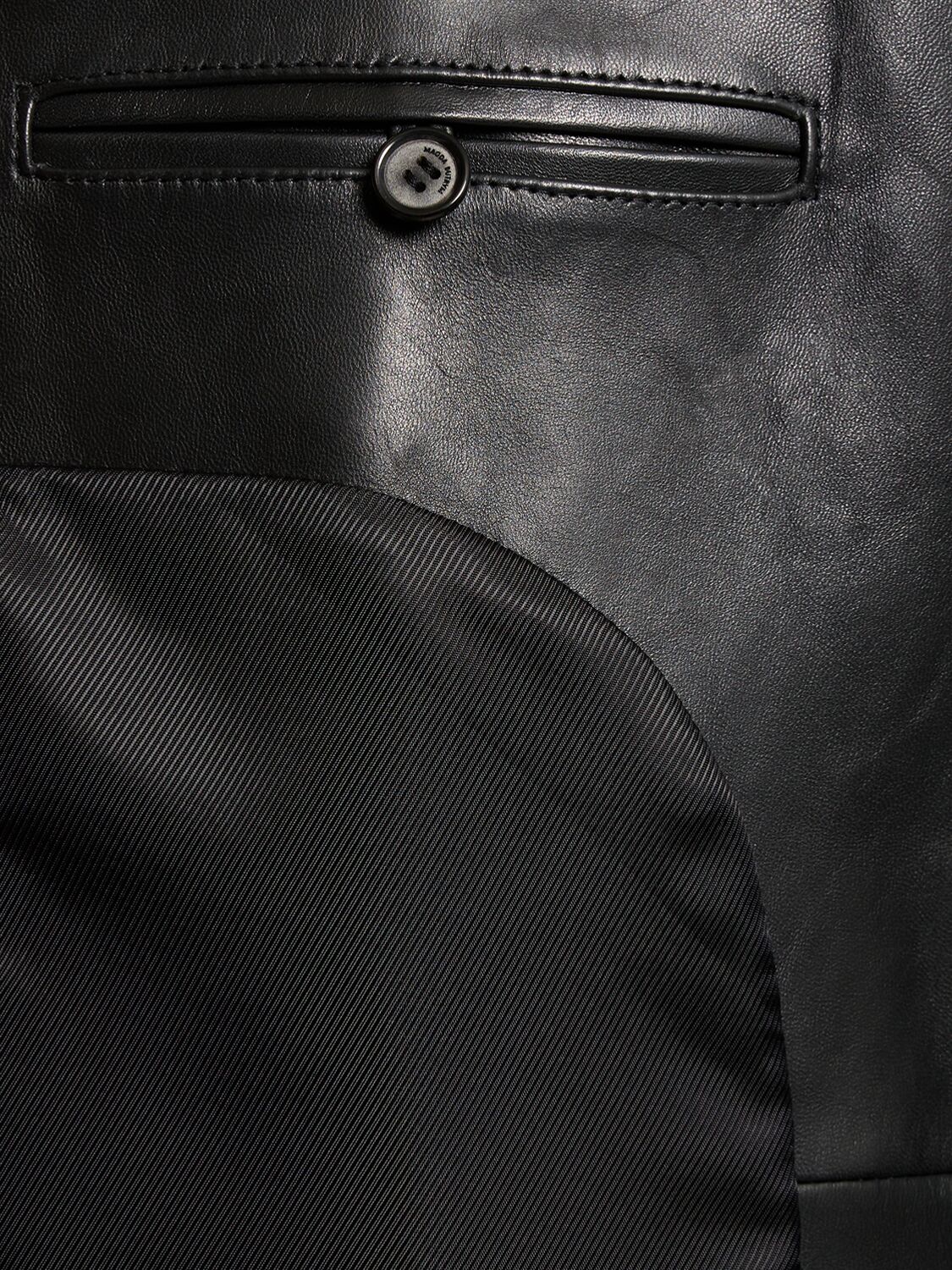 Shop Magda Butrym Leather Belted Jacket In Black
