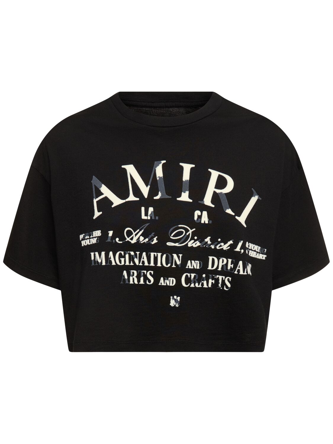 Shop Amiri Logo Print Cotton Jersey Crop T-shirt In Multi,black
