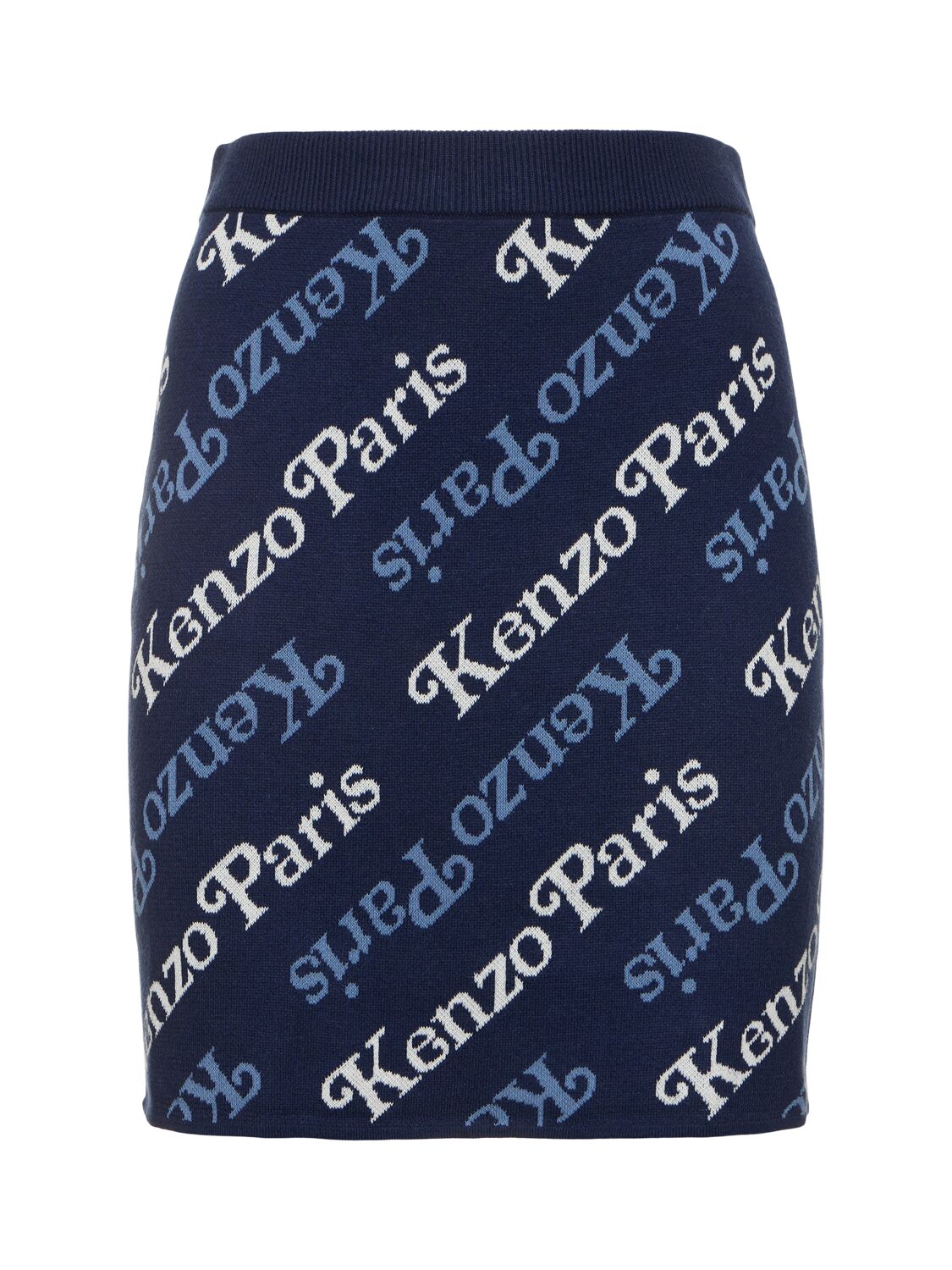Shop Kenzo X Verdy Cotton & Wool Mini Skirt In Blue