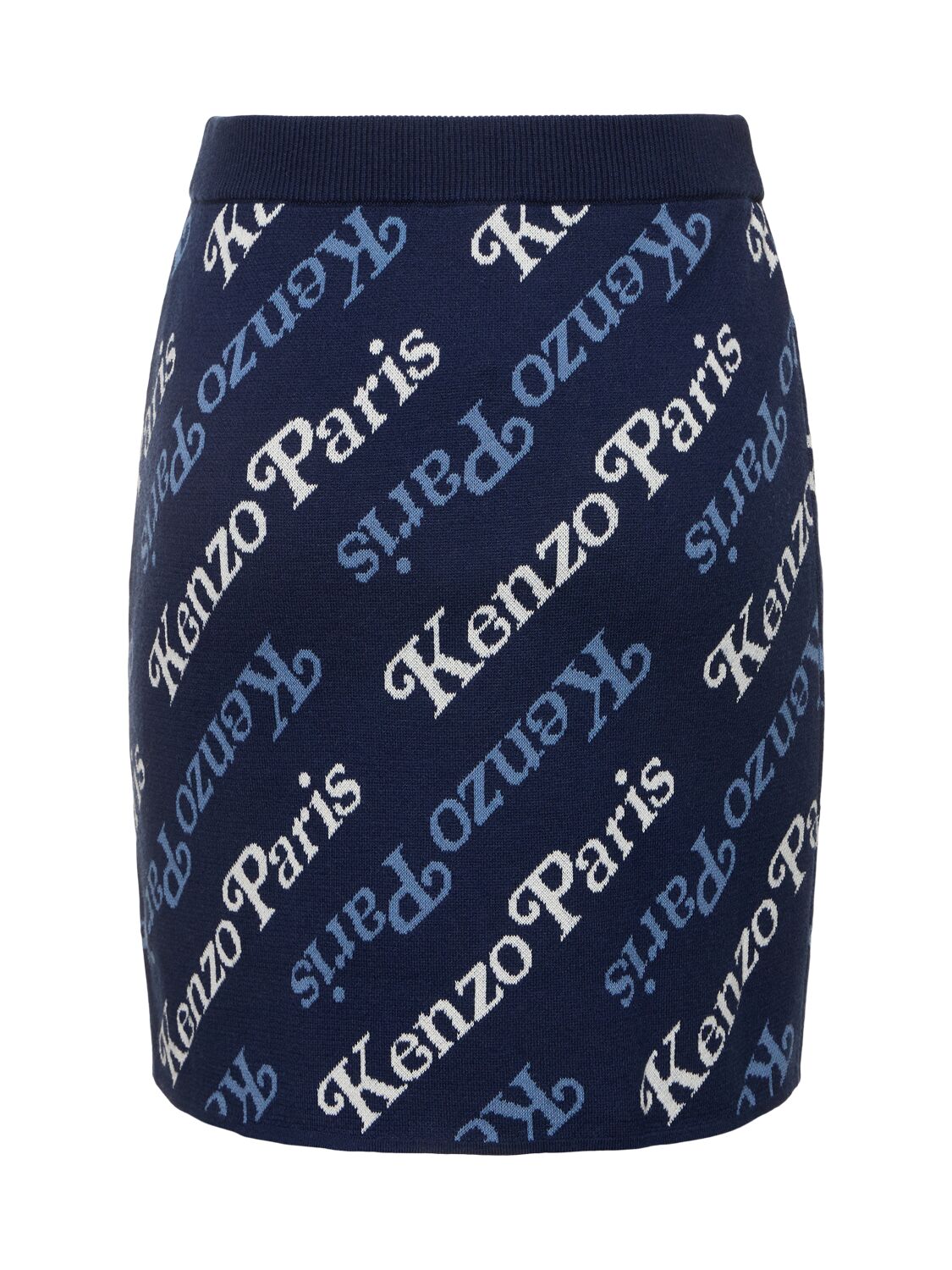 Shop Kenzo X Verdy Cotton & Wool Mini Skirt In Blue