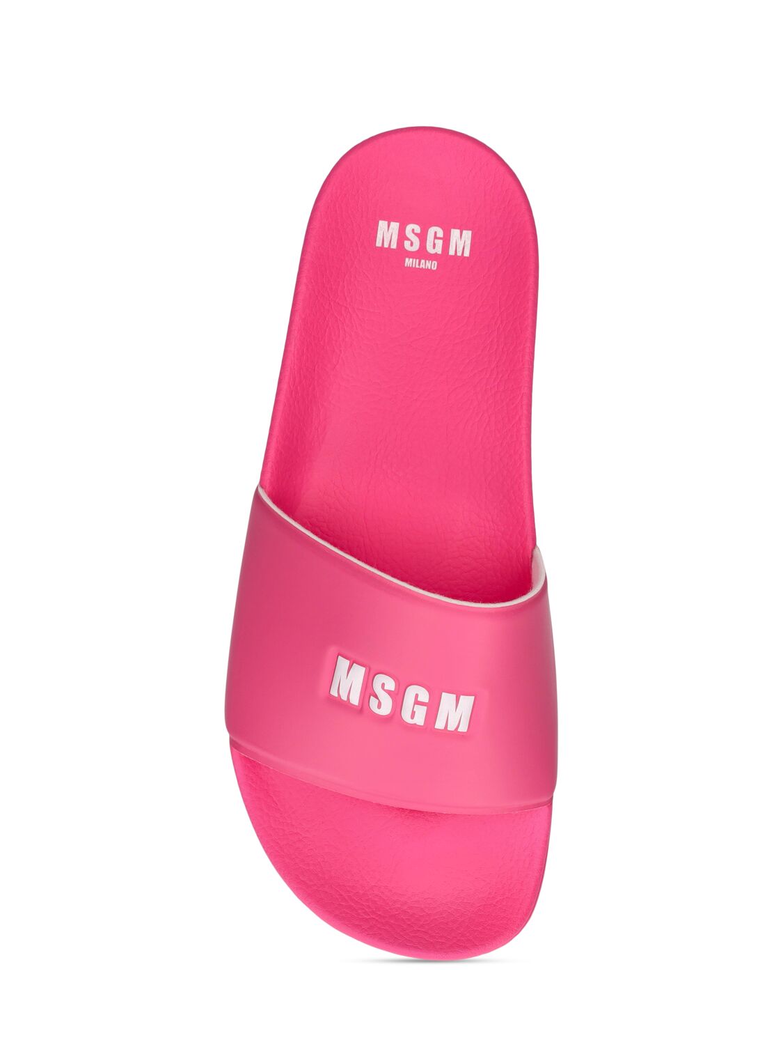 Shop Msgm 15mm Rubber Pool Slide Sandals In Fuchsia