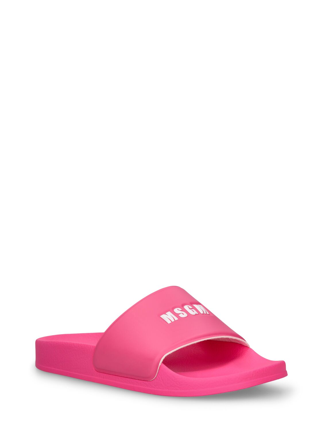 Shop Msgm 15mm Rubber Pool Slide Sandals In Fuchsia