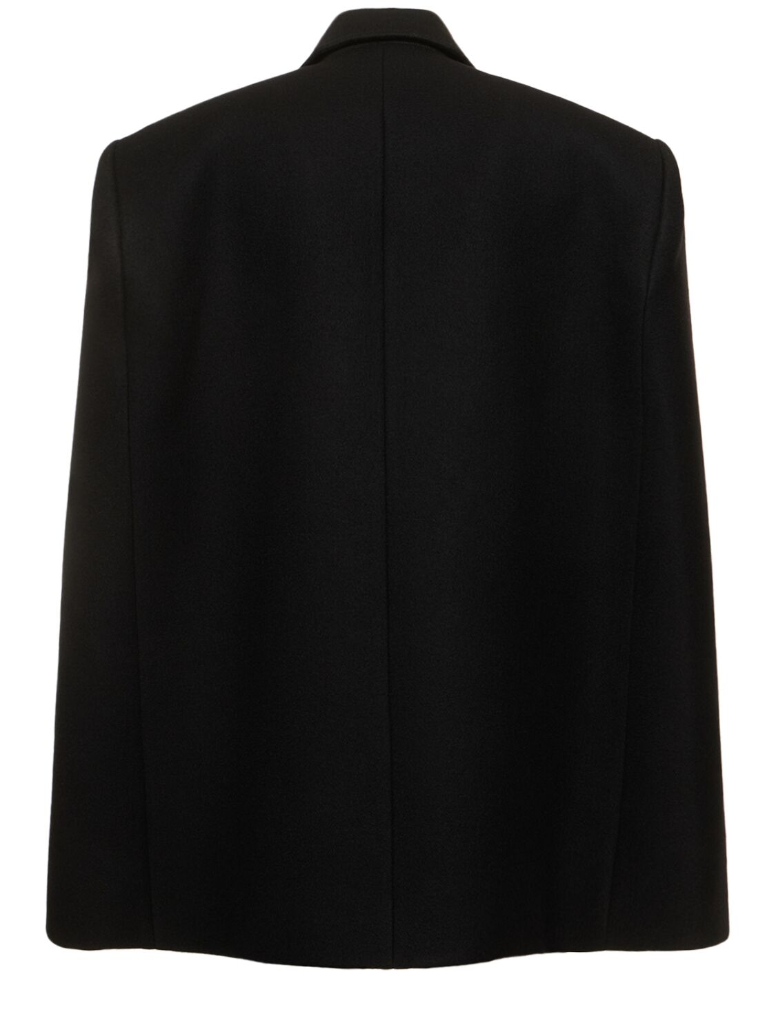 Shop Wardrobe.nyc Double Breasted Cropped Wool Cape In Black