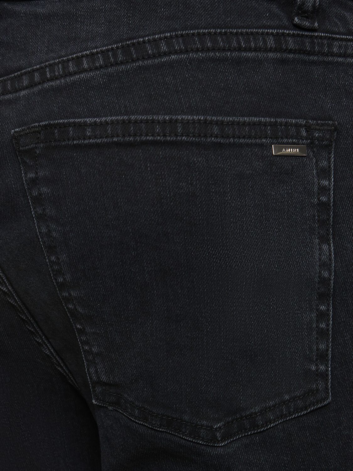 Shop Amiri Stretch Cotton Denim Flared Jeans In Black