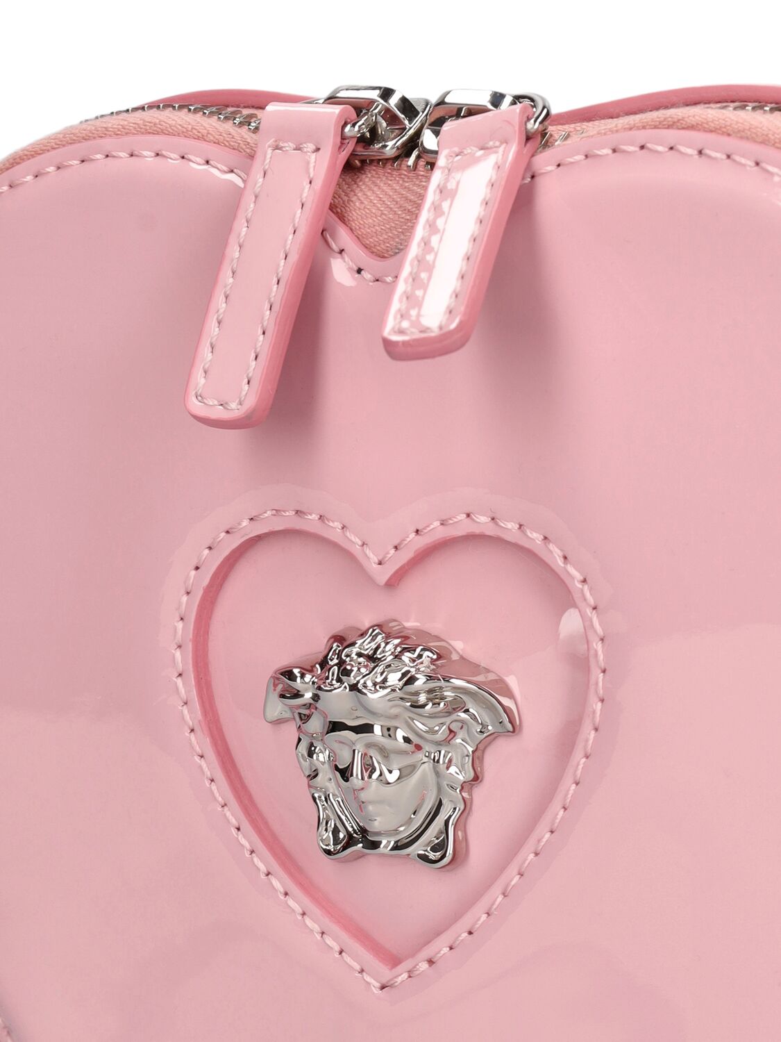 Shop Versace Leather Heart Shoulder Bag In Rosa