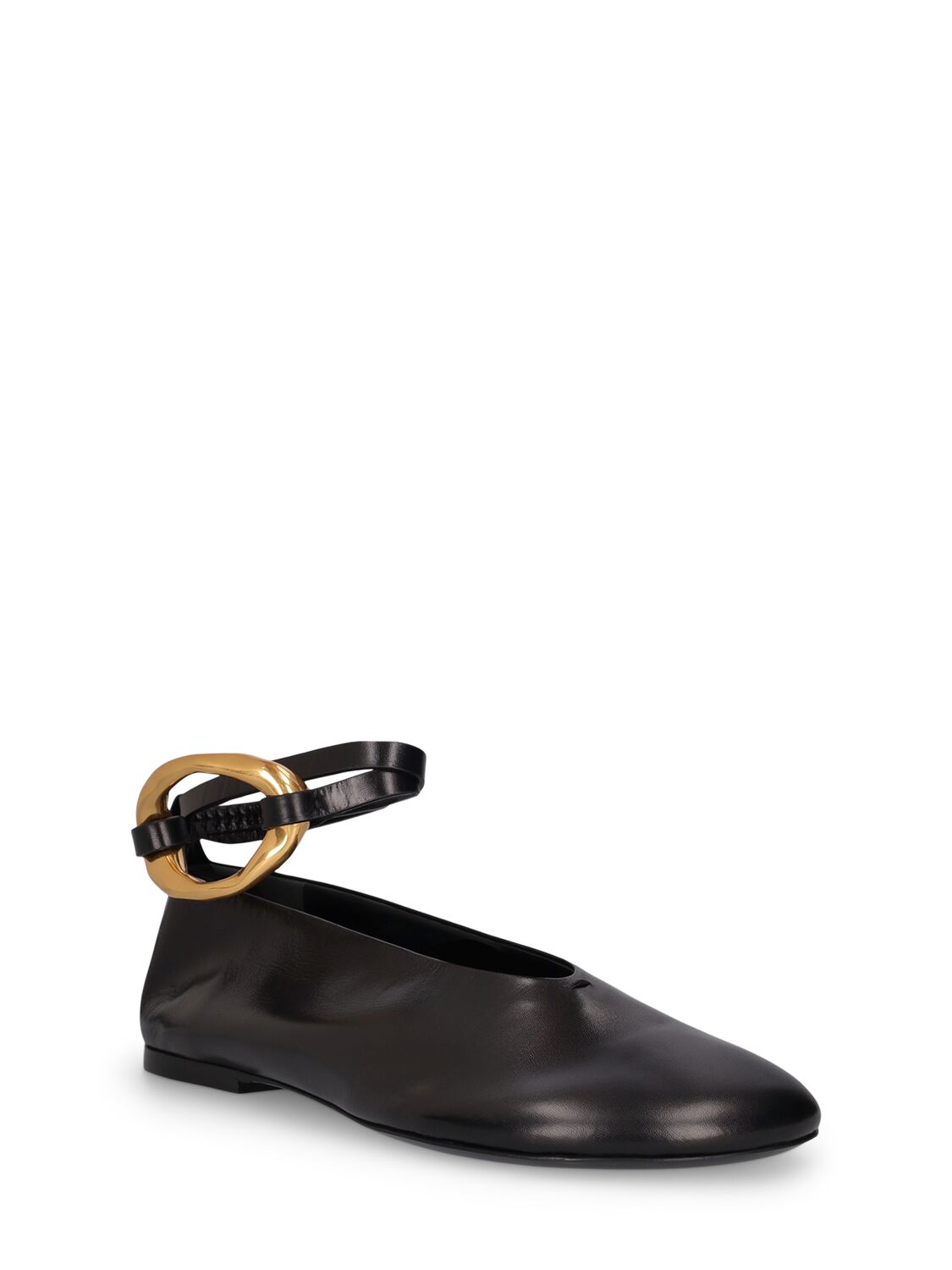 Shop Jil Sander 10mm Leather Flat Shoes In Black