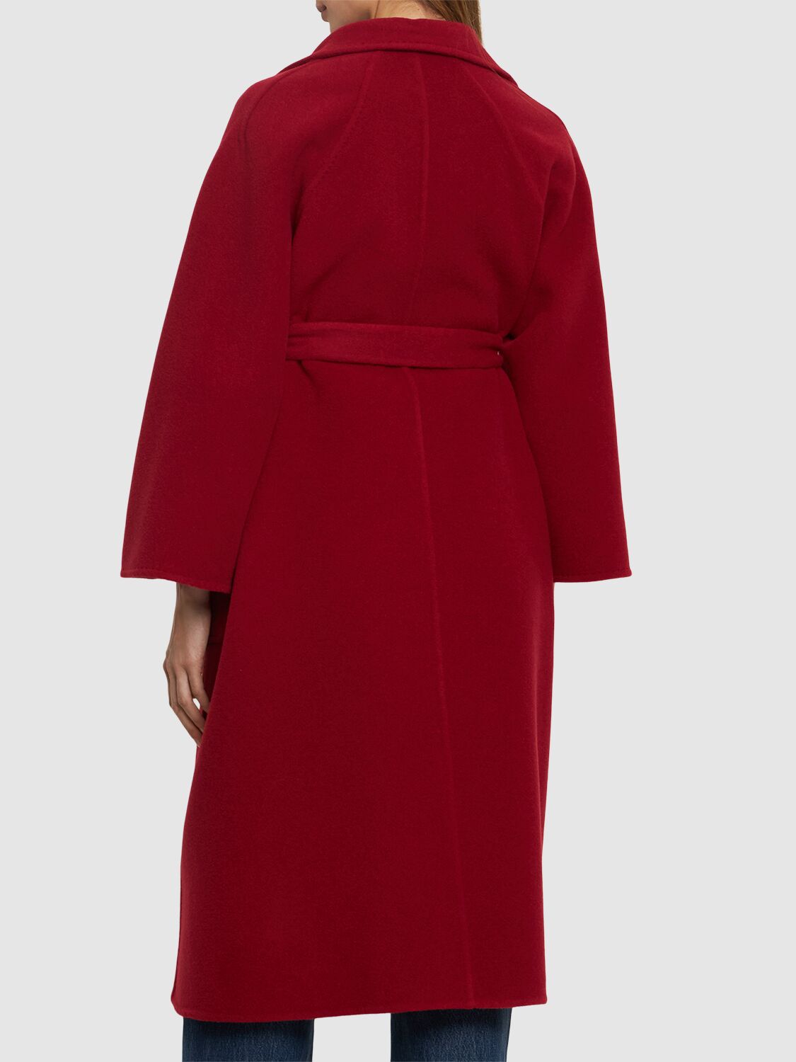 Shop Max Mara Ludmilla1 Cashmere Long Coat W/ Belt In Dark Red