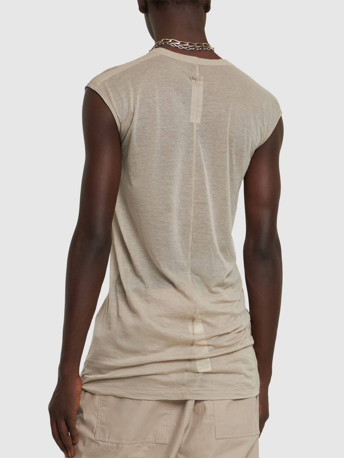 Shop Rick Owens Dylan T Cotton V-neck Top In Pearl
