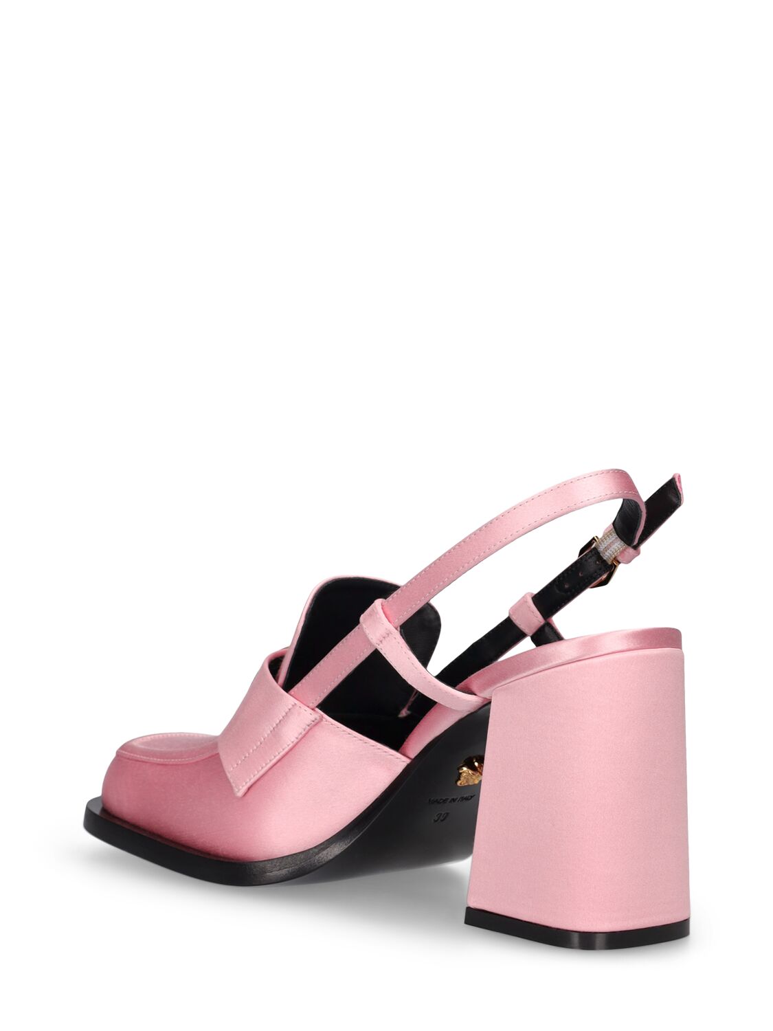 Shop Versace 85mm Satin Slingback Pumps In Pink