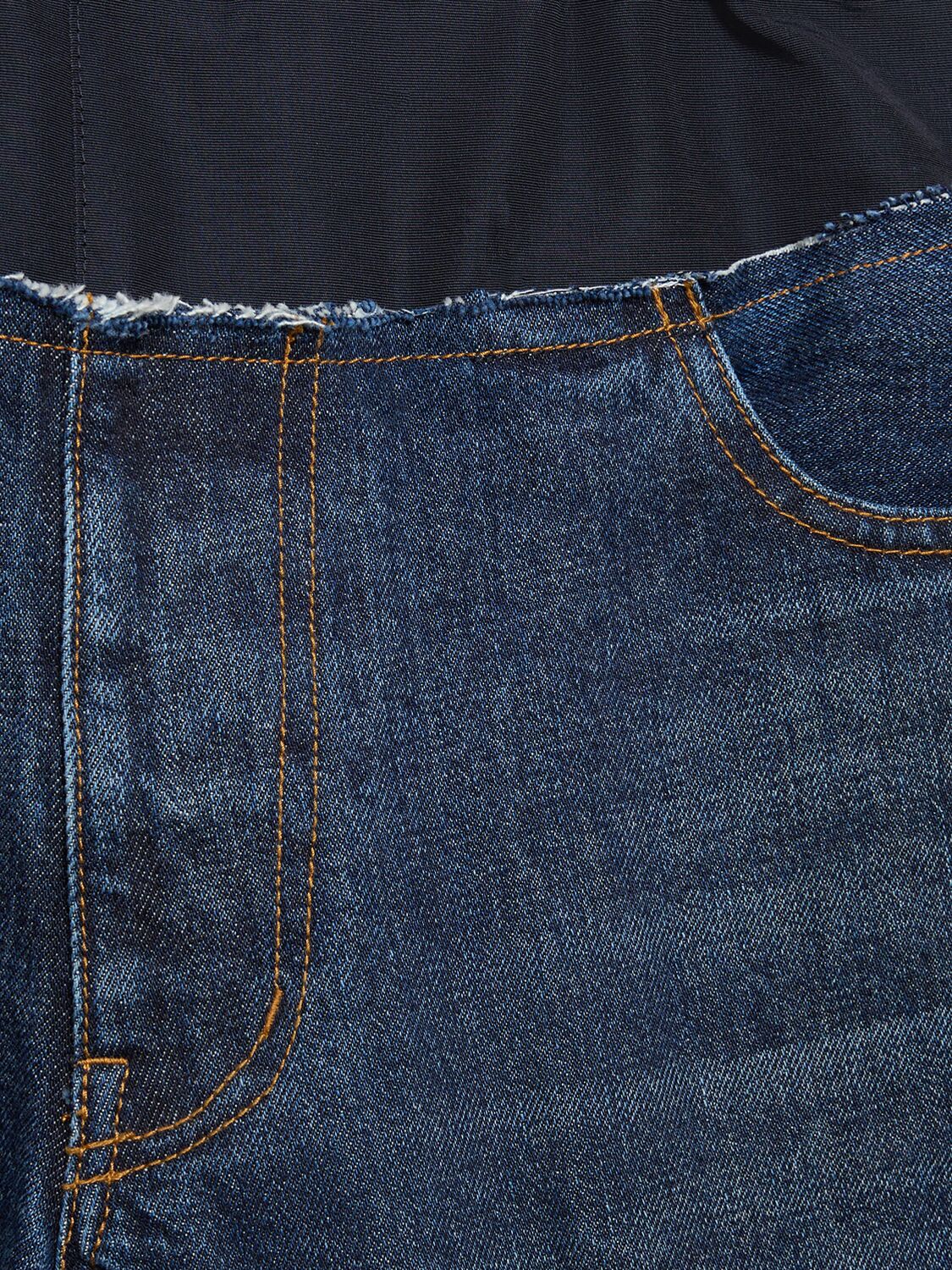 Shop Sacai Denim Elastic Shorts W/ Drawstring In Blue