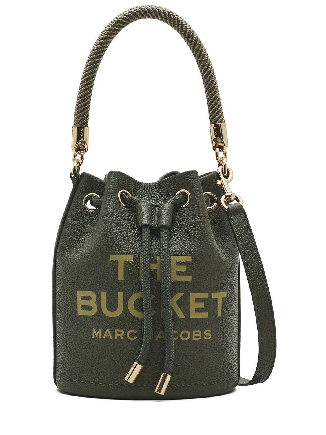 Shop Marc Jacobs The Bucket Leather Bag In Military Green