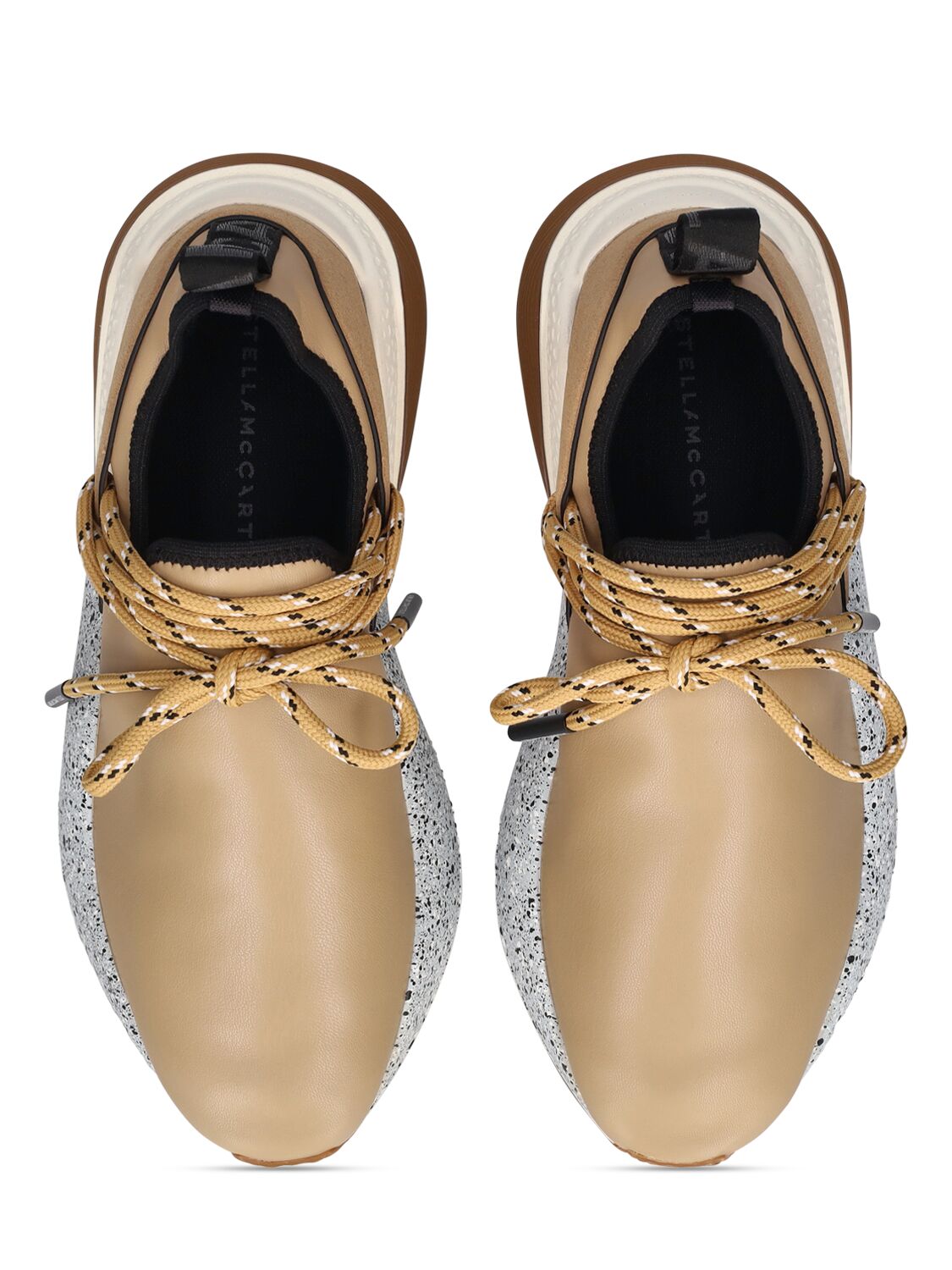 Shop Stella Mccartney Eclypse Faux Stretch Leather Sneakers In Beige