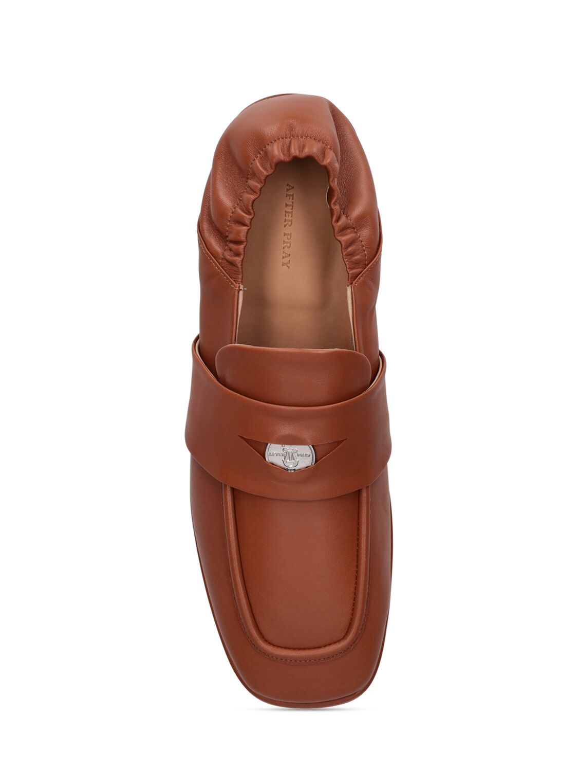 Shop After Pray Square Penny Loafers W/ Band In Tan Brown