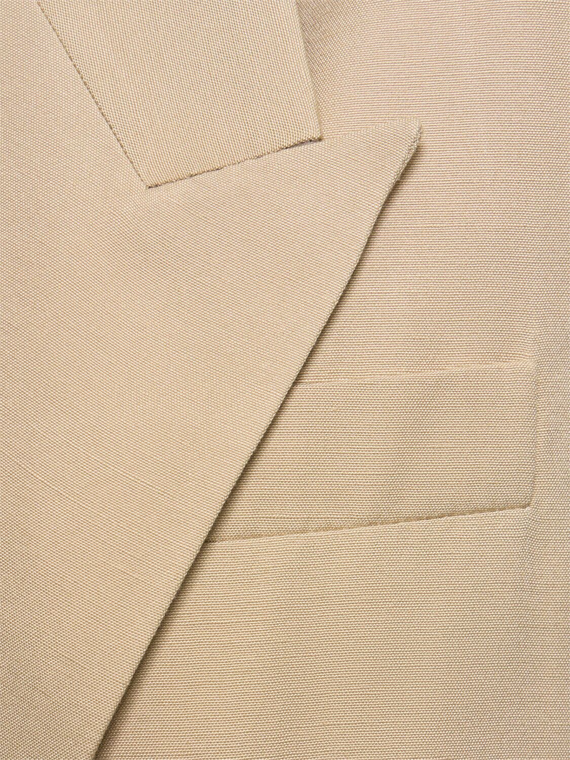 Stella Mccartney Double Breasted Satin Blazer In Beige