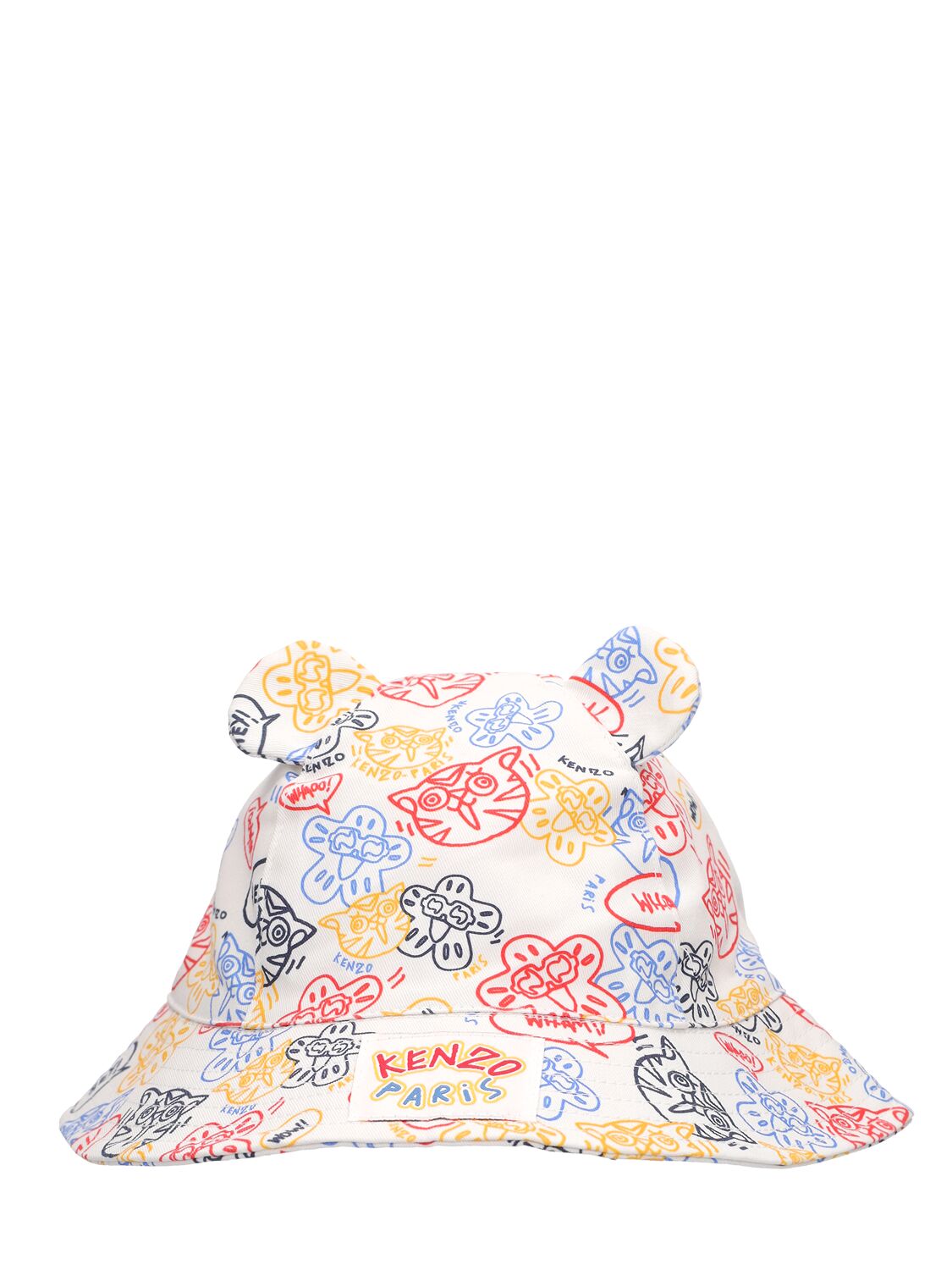 Kenzo Kids' Printed Cotton Bucket Hat In Ivory