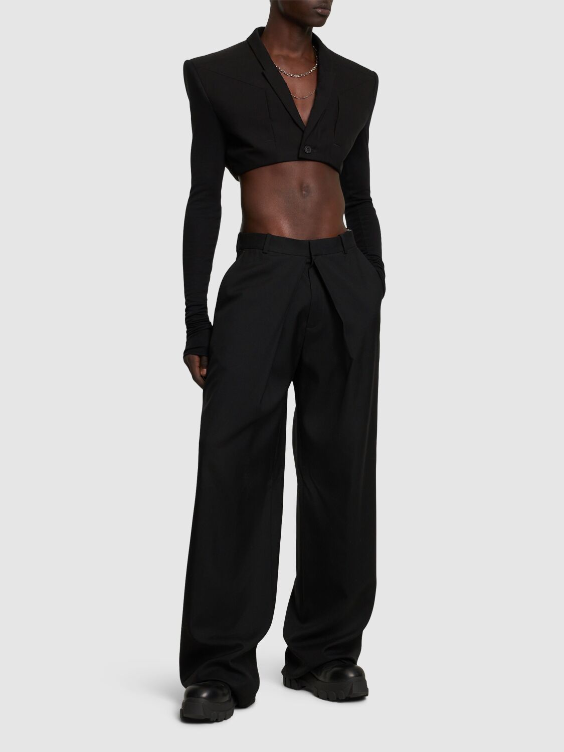 Shop Rick Owens Cobra Tatlin Silk & Cotton Crop Blazer In Black