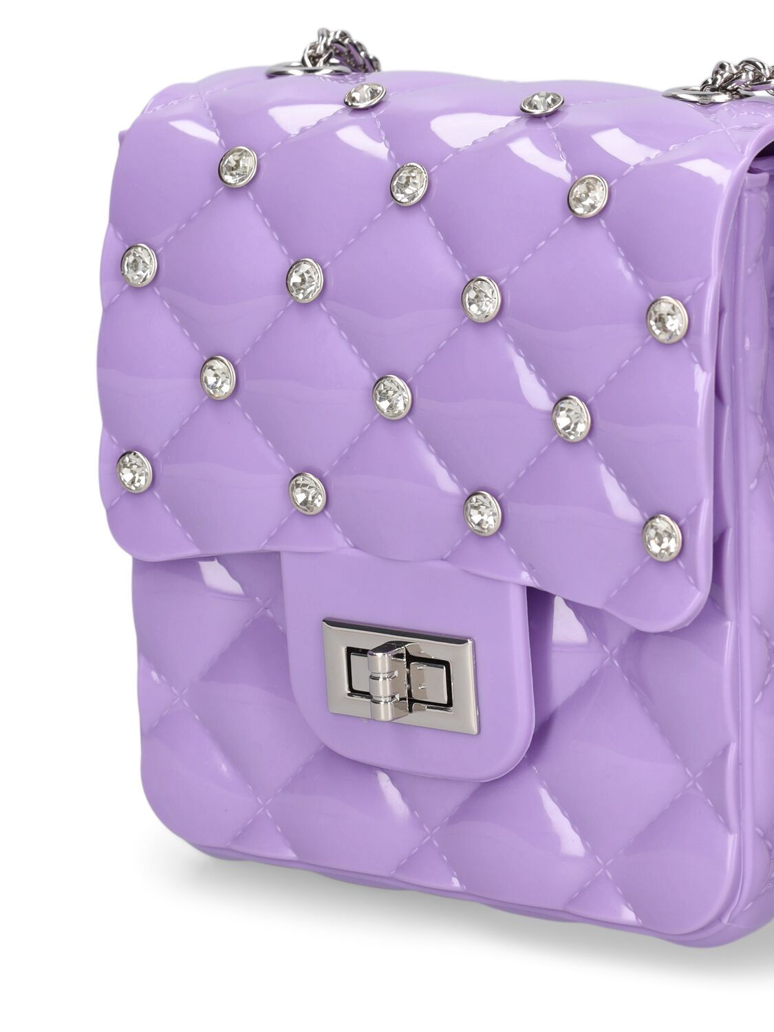 Shop Monnalisa Embellished Pvc Shoulder Bag In Light Purple