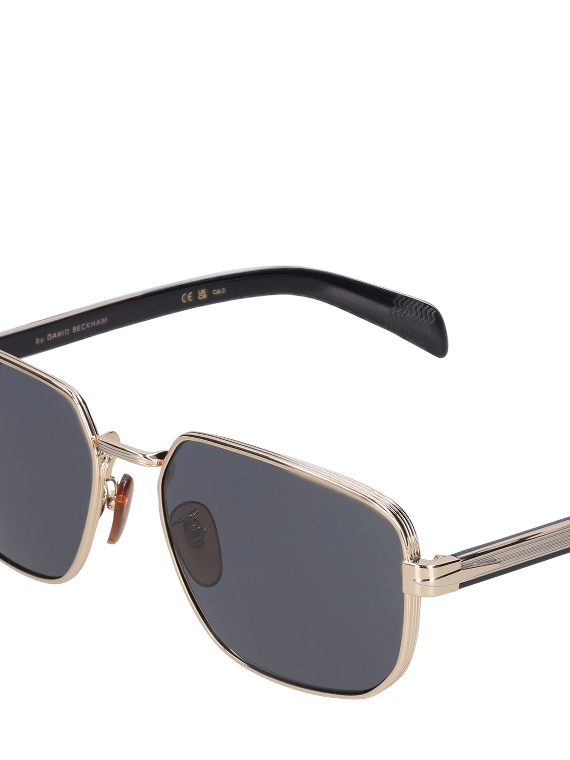 Shop Db Eyewear By David Beckham Db Square Metal Sunglasses In Gold,schwarz