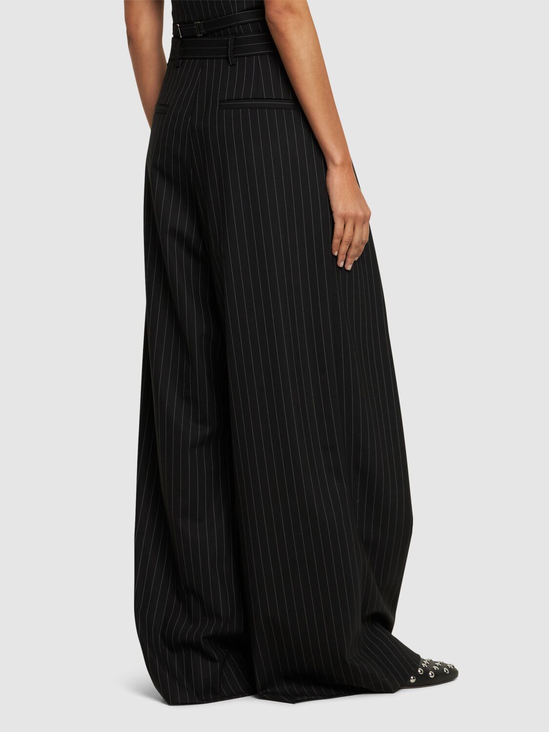 Shop Giuseppe Di Morabito Stretch Wool Wide Pants In Black