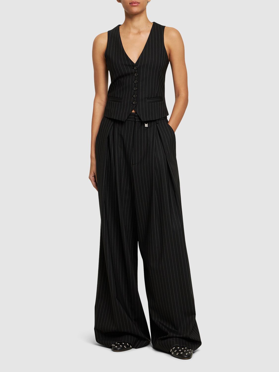 Shop Giuseppe Di Morabito Stretch Wool Wide Pants In Black