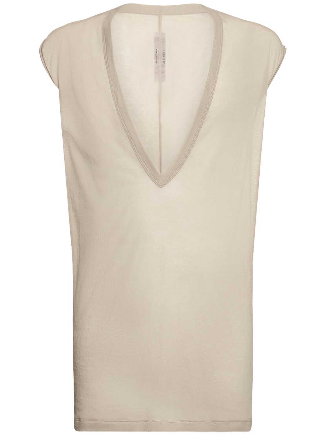 Rick Owens Dylan T Cotton V-neck Top In Pearl