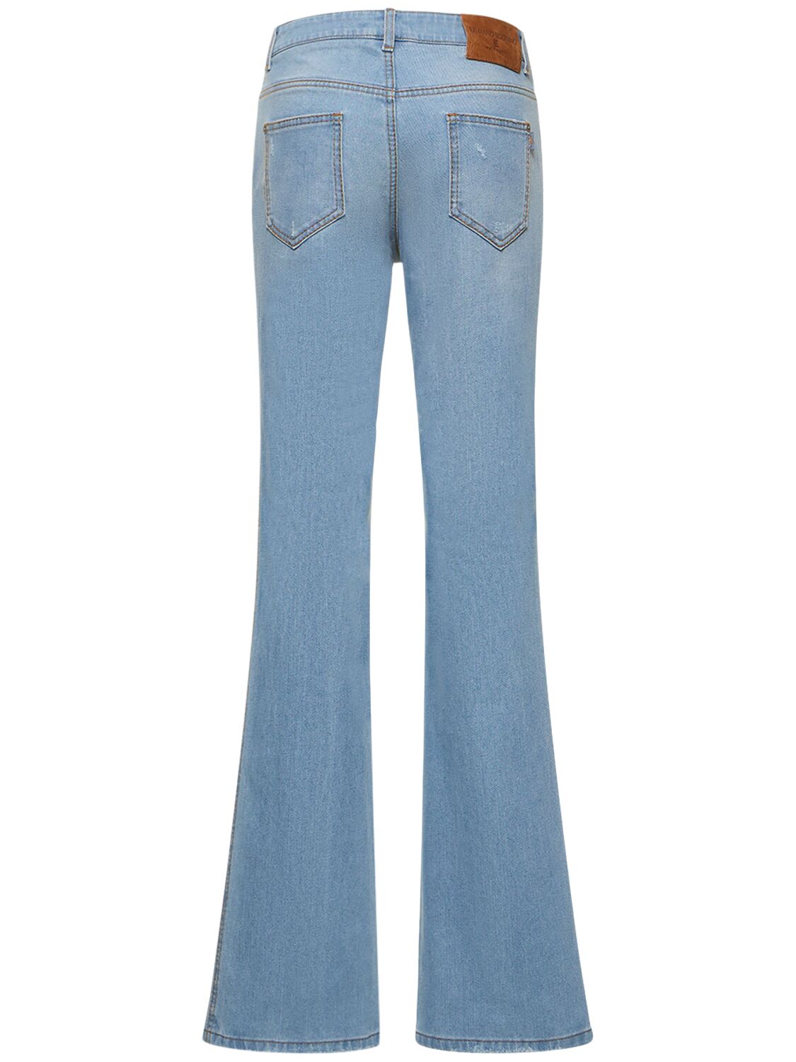 Shop Ermanno Scervino Embroidered Denim Mid Rise Flared Jeans In Blue
