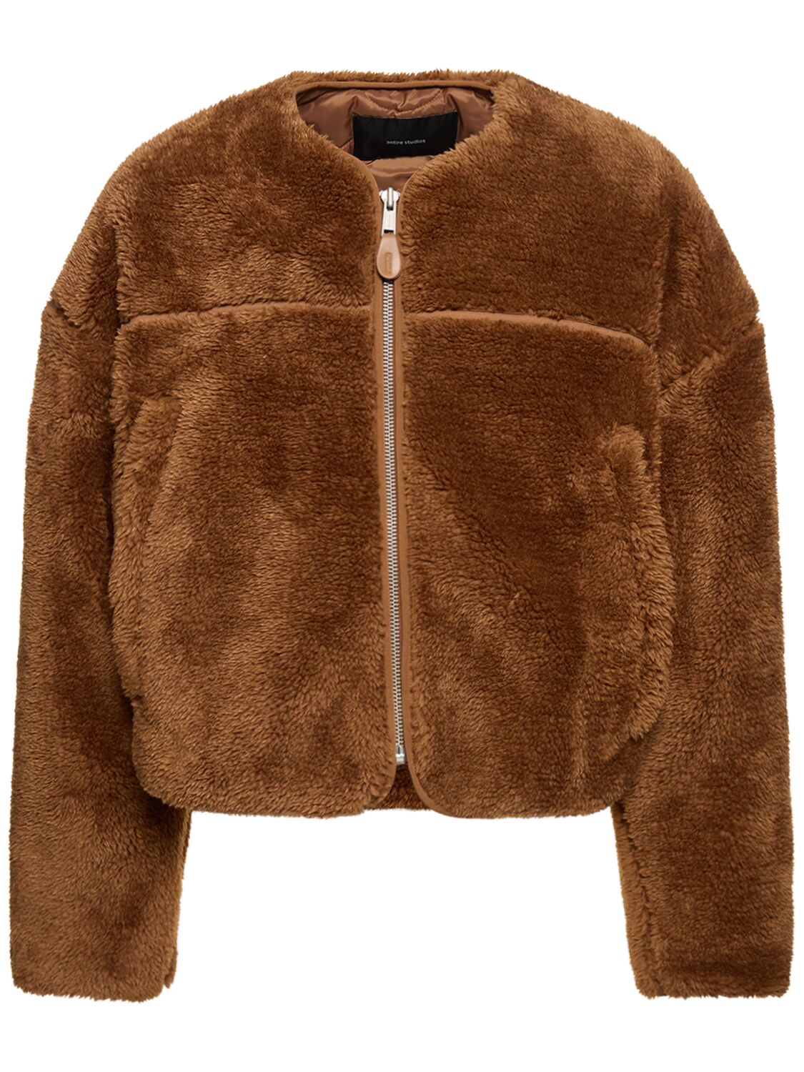 Image of Faux Fur Zip-up Overcoat
