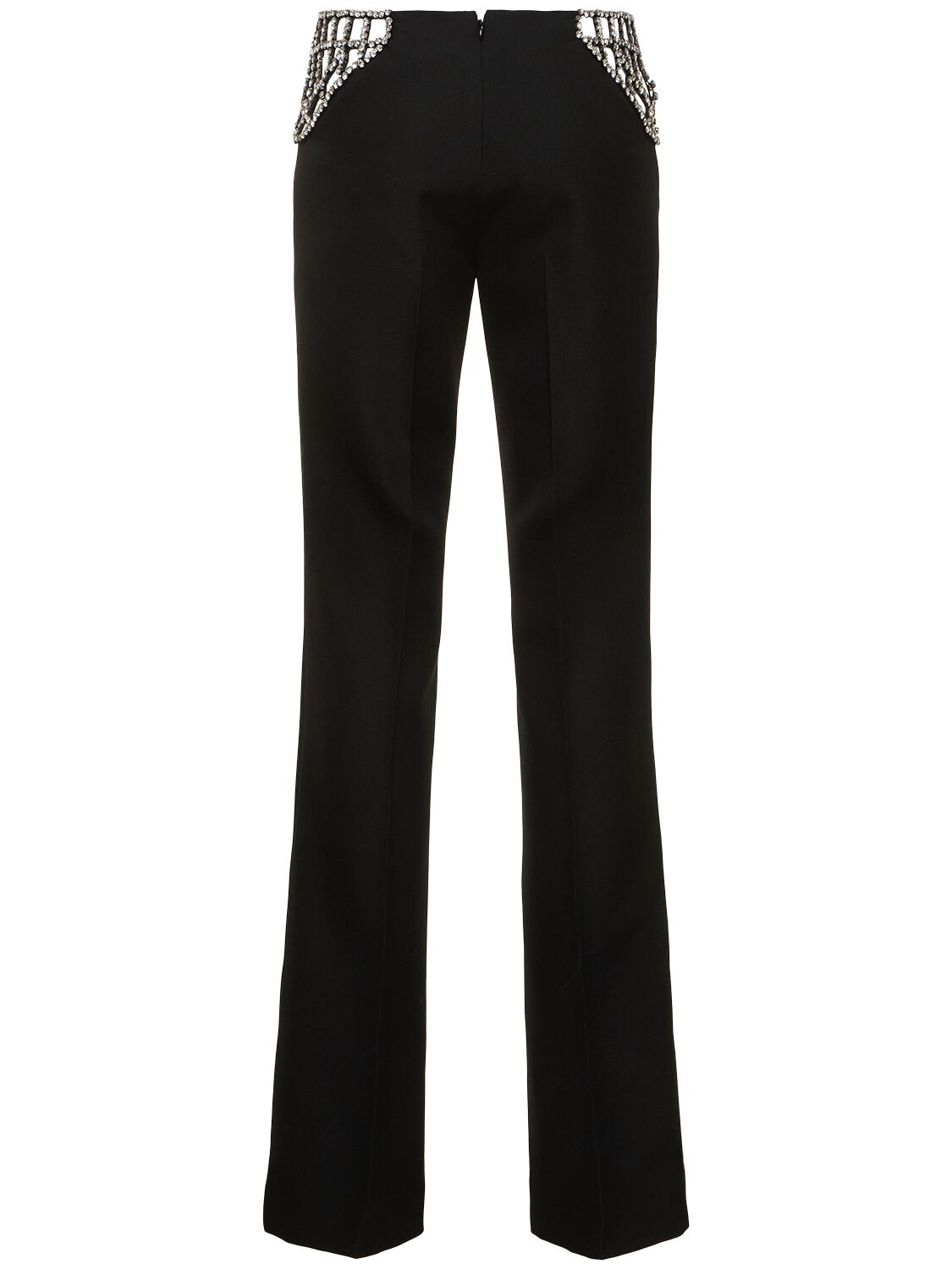 Shop Stella Mccartney Embellished Wool Straight Pants In Black