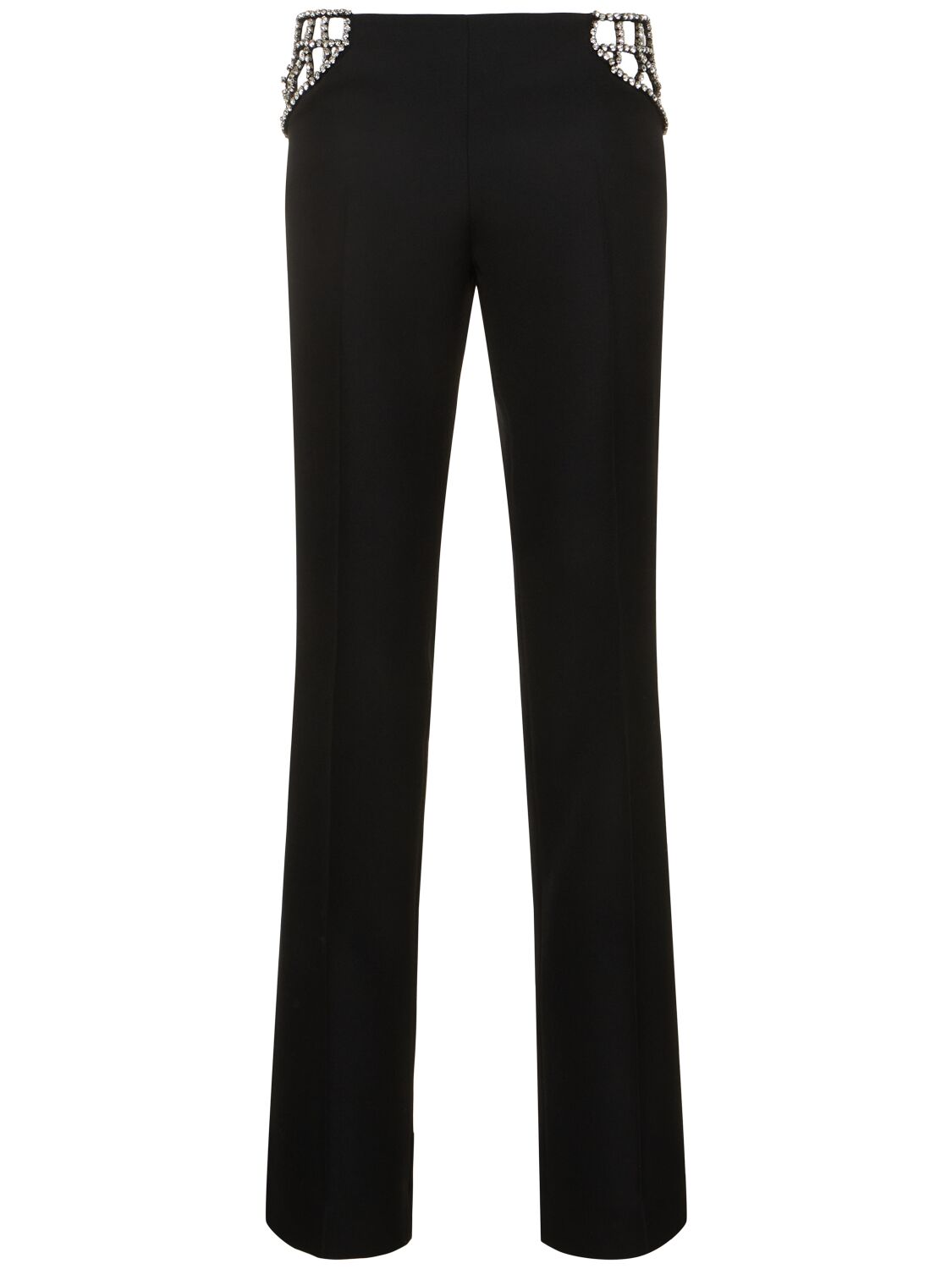 Stella Mccartney Embellished Wool Straight Trousers In Black