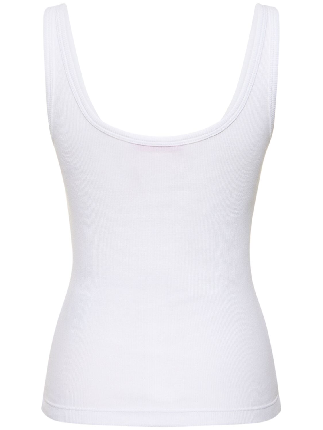 Shop Valentino Cotton Ribbed Jersey Logo Tank Top In White