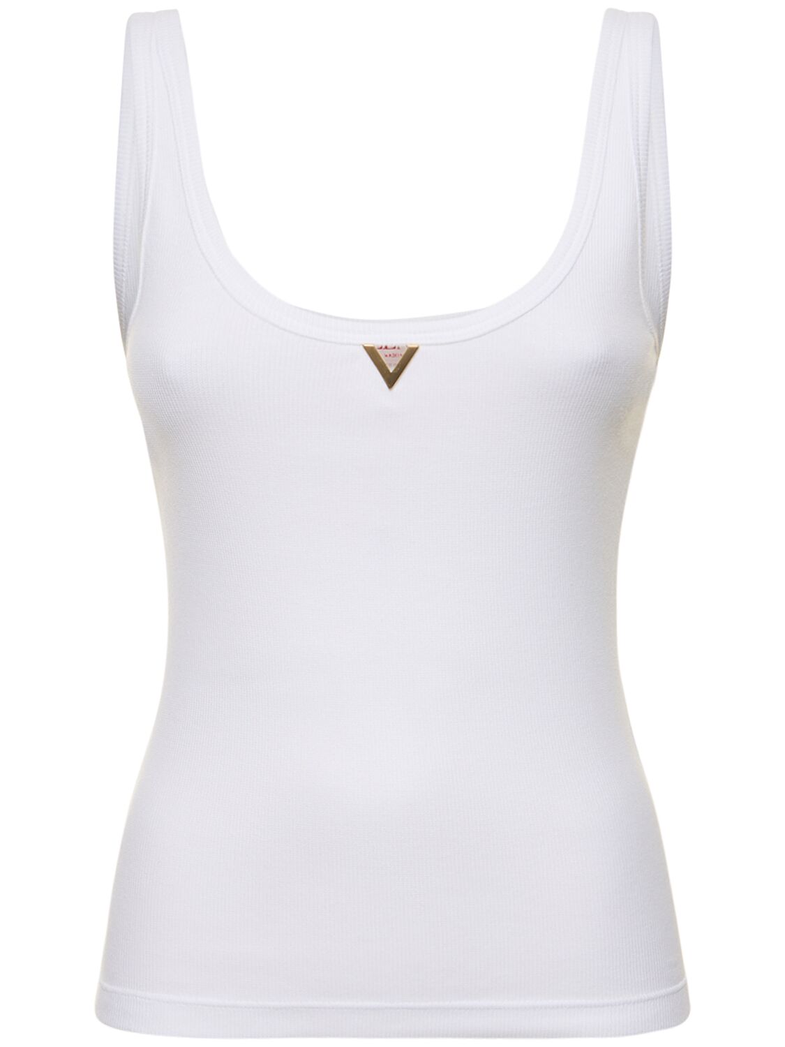 Shop Valentino Cotton Ribbed Jersey Logo Tank Top In White