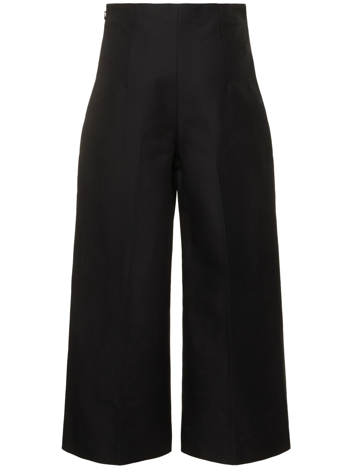 Shop Marni Cotto Cady High Waist Wide Cropped Pants In Black