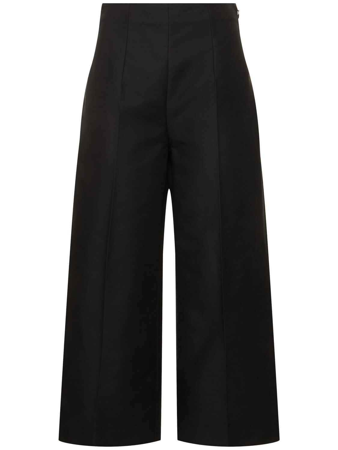 Marni Cotto Cady High Waist Wide Cropped Trousers In Black