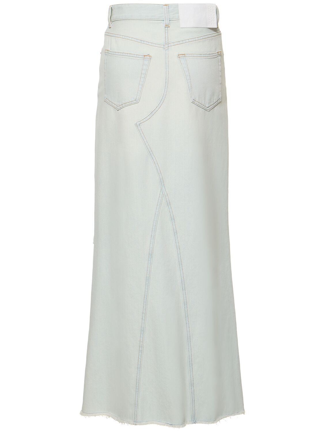 Shop Mm6 Maison Margiela Cotton Denim Midi Skirt In White