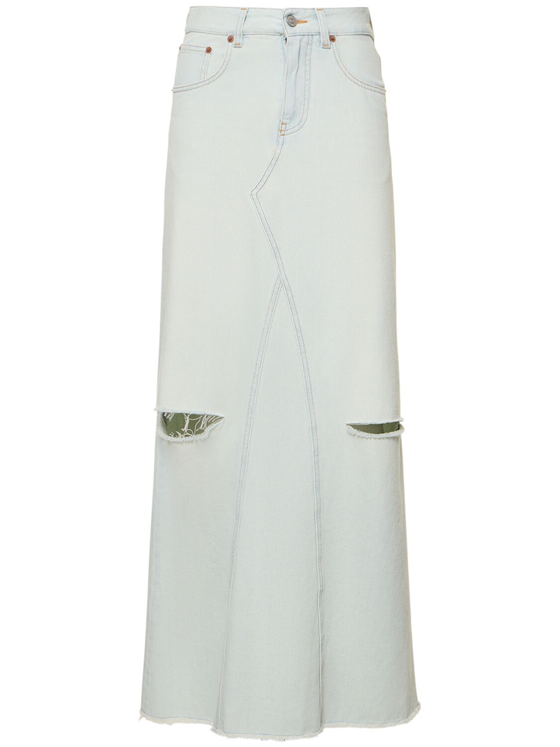 Image of Cotton Denim Midi Skirt