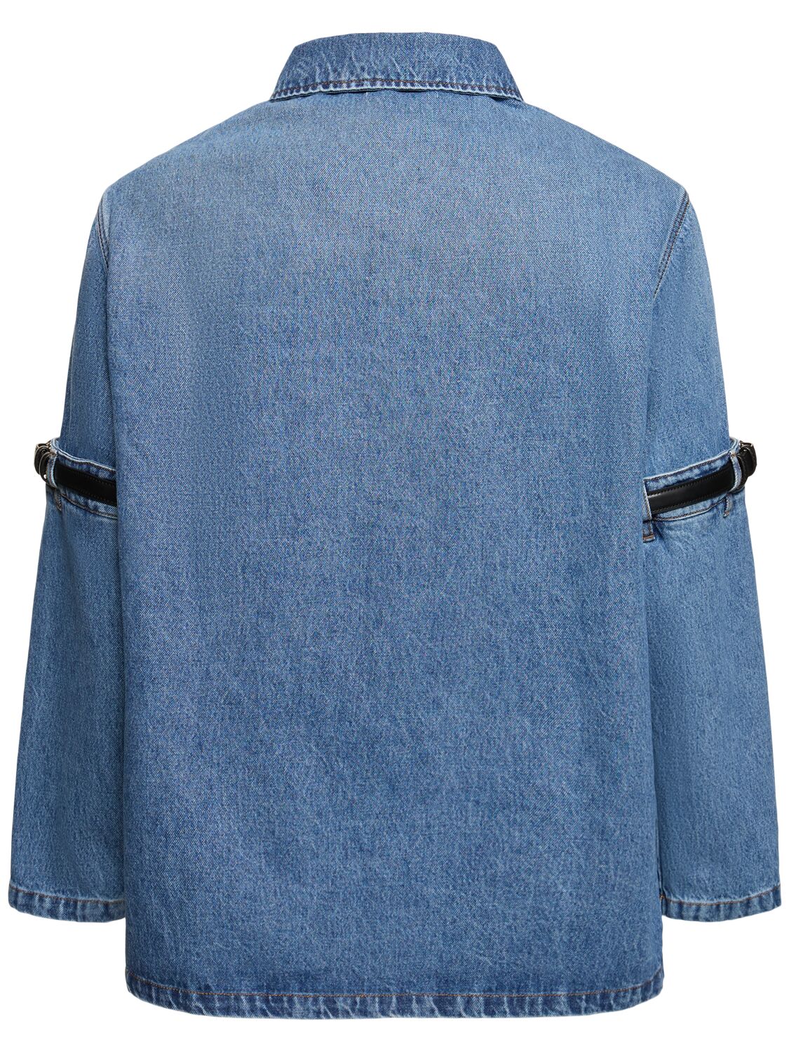 Shop Coperni Logo Cotton Denim Over Shirt In Blue