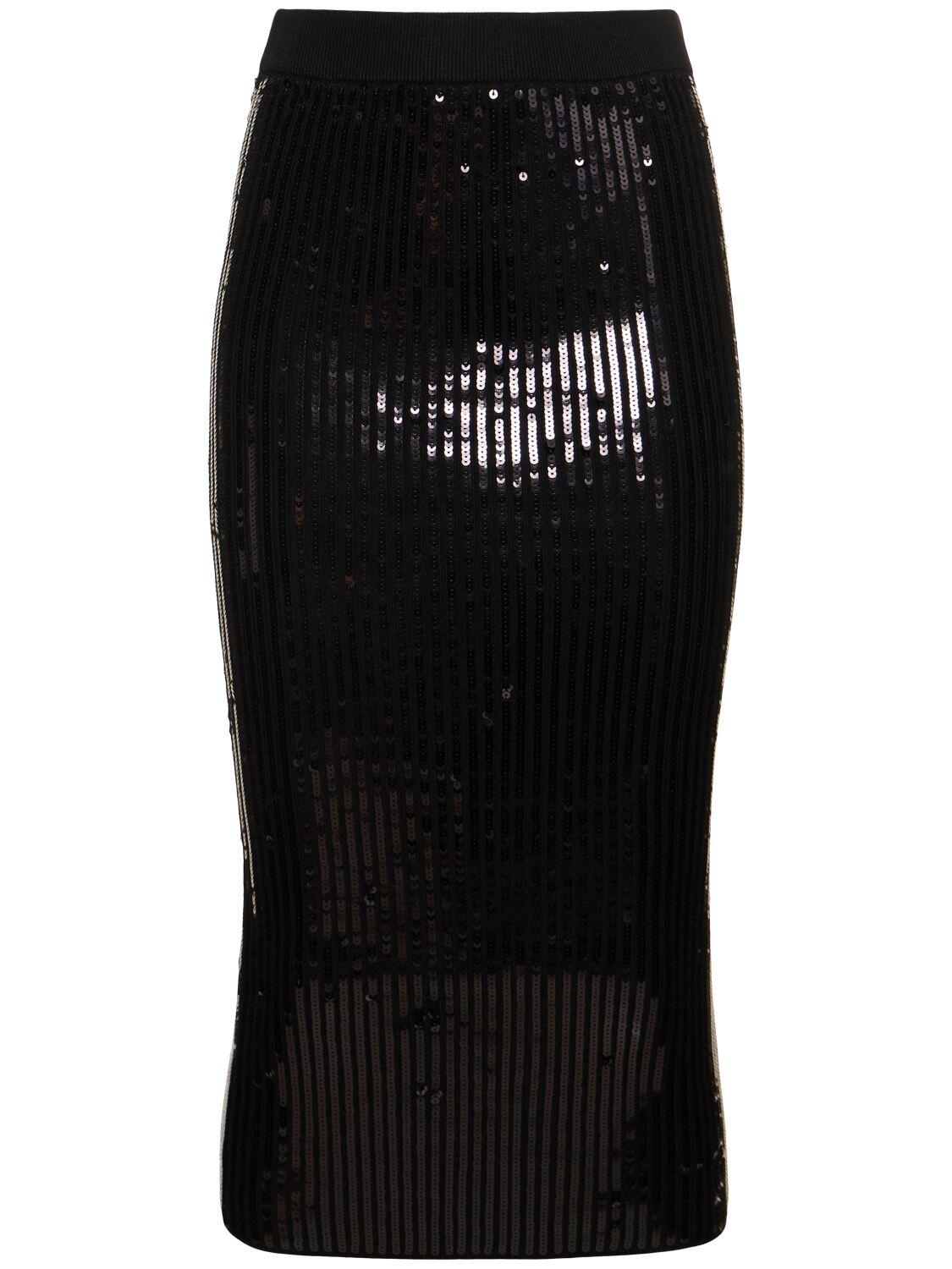 Alexandre Vauthier Sequined High Rise Midi Skirt In Black