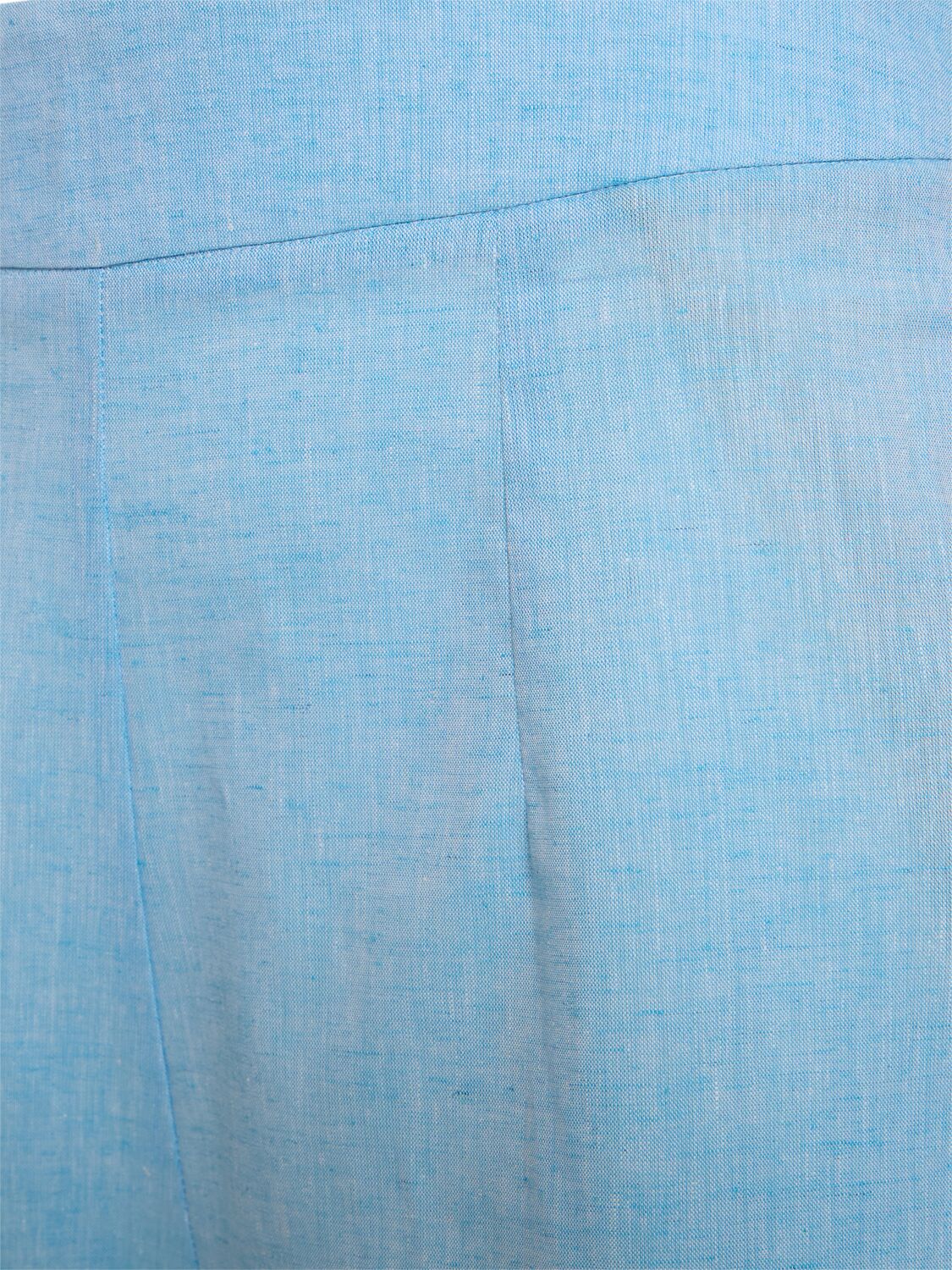 Shop Ermanno Scervino Linen High Rise Shorts In Light Blue