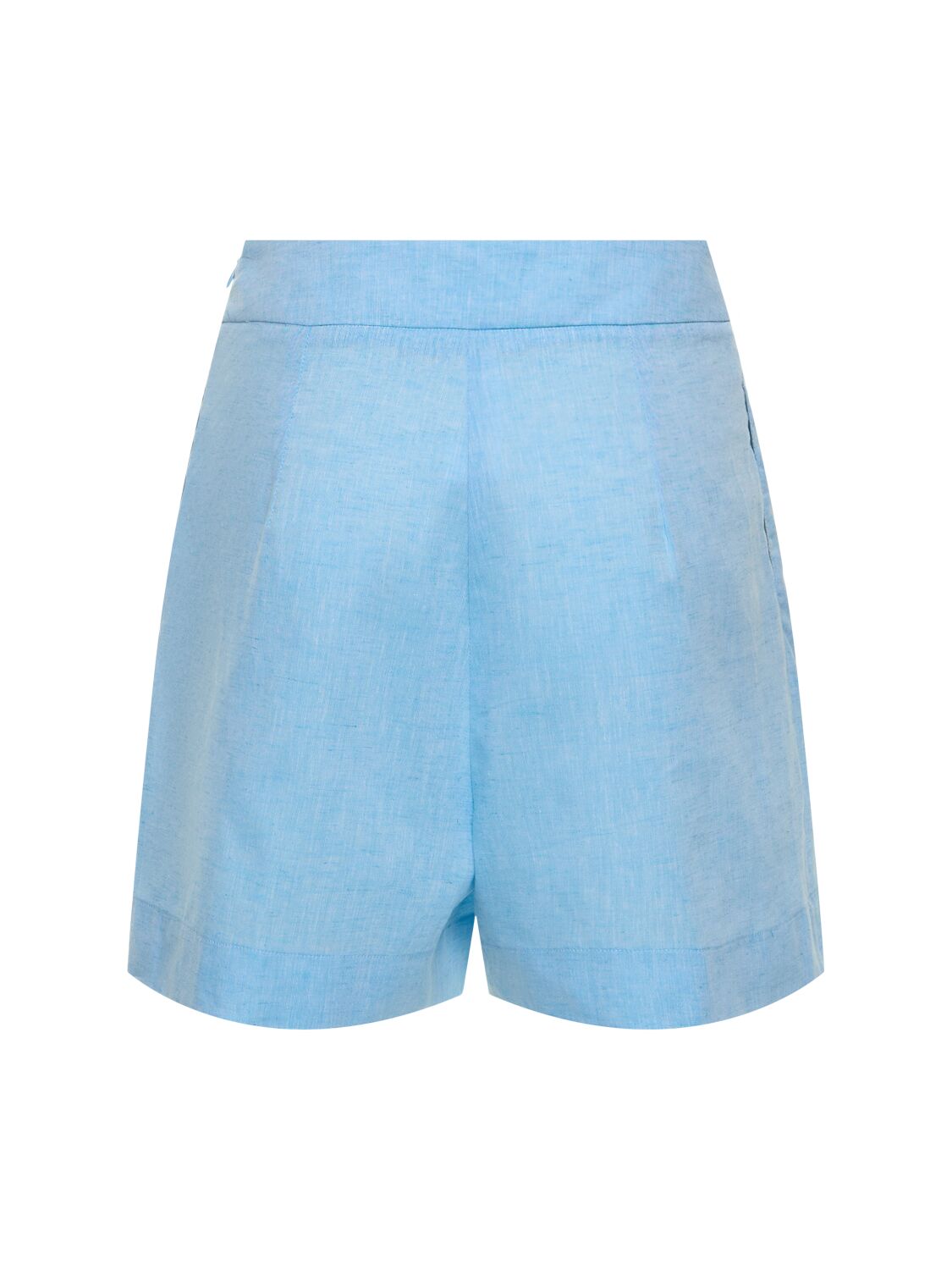 Shop Ermanno Scervino Linen High Rise Shorts In Light Blue