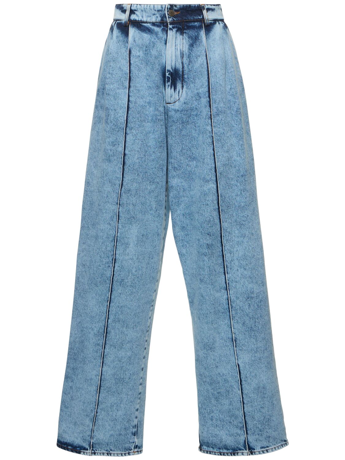 Image of Cotton Denim High Rise Wide Jeans
