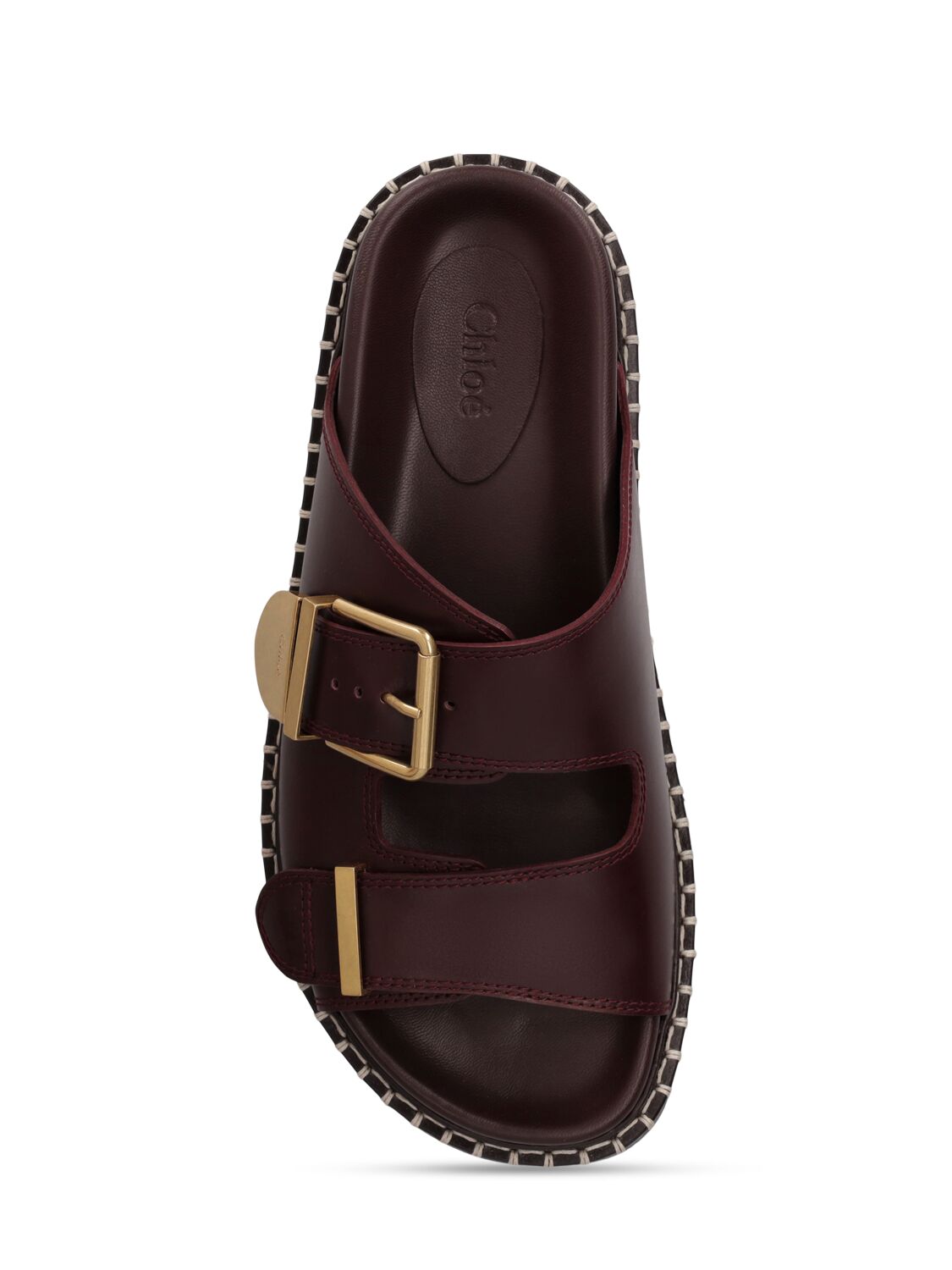 Shop Chloé 20mm Rebecca Leather Flat Sandals In Brown