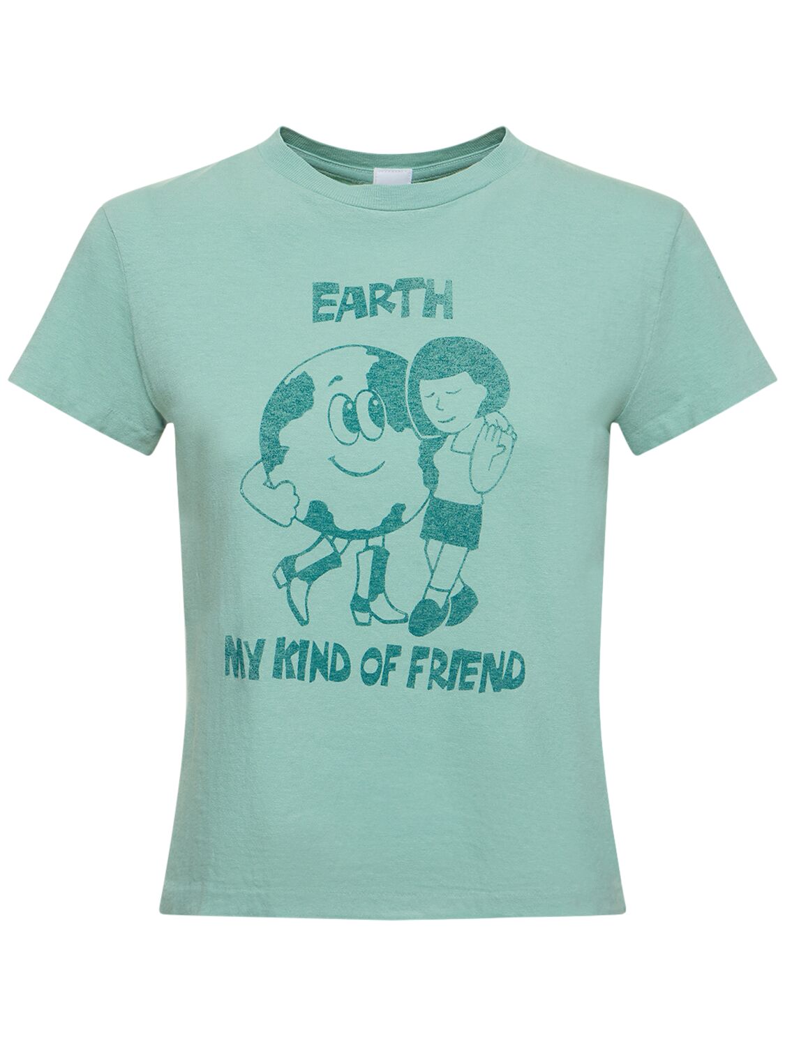 Re/done Earth Printed Cotton T-shirt In Green