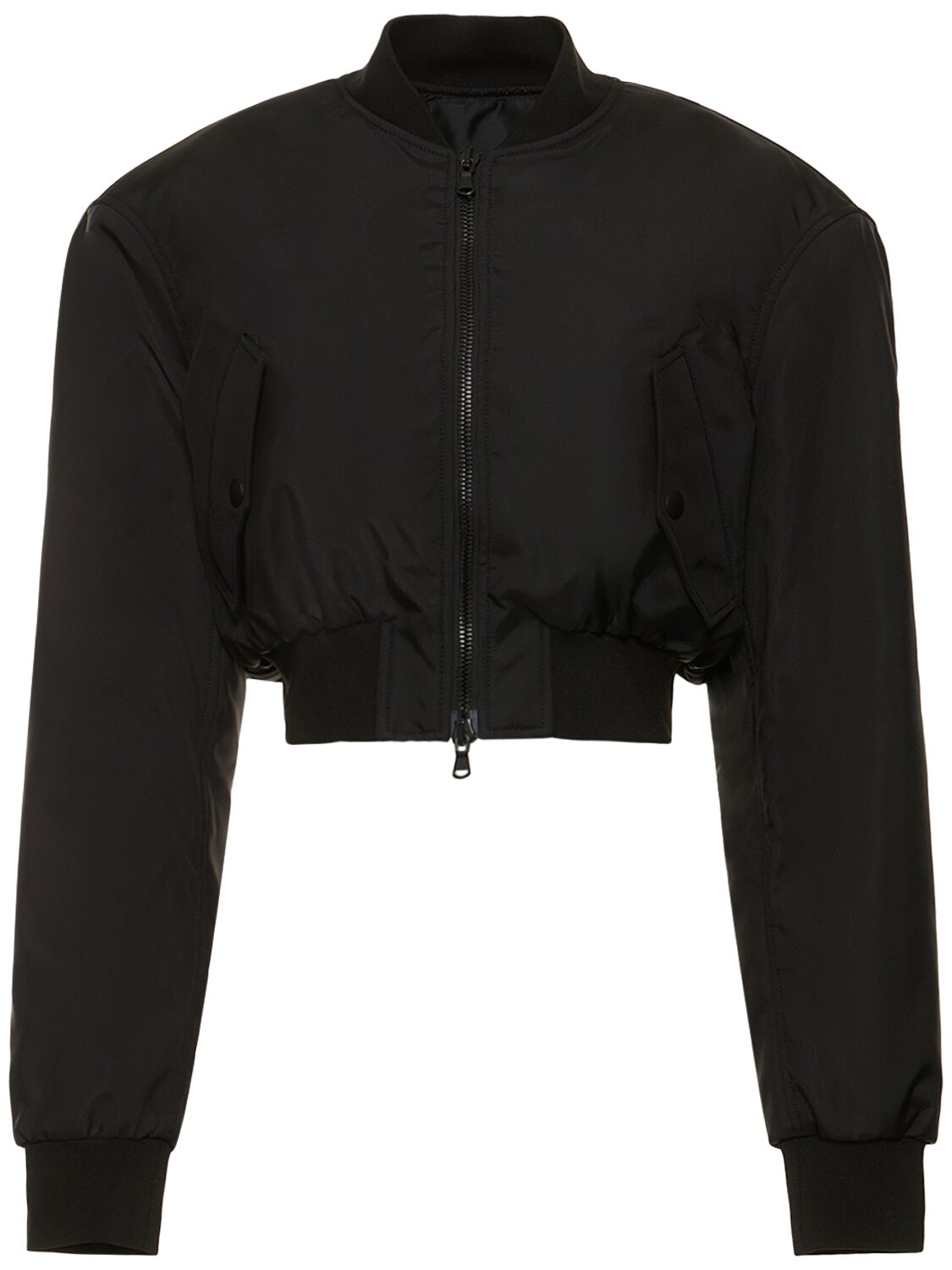 Shop Wardrobe.nyc Tailored Cropped Tech Bomber Jacket In Black