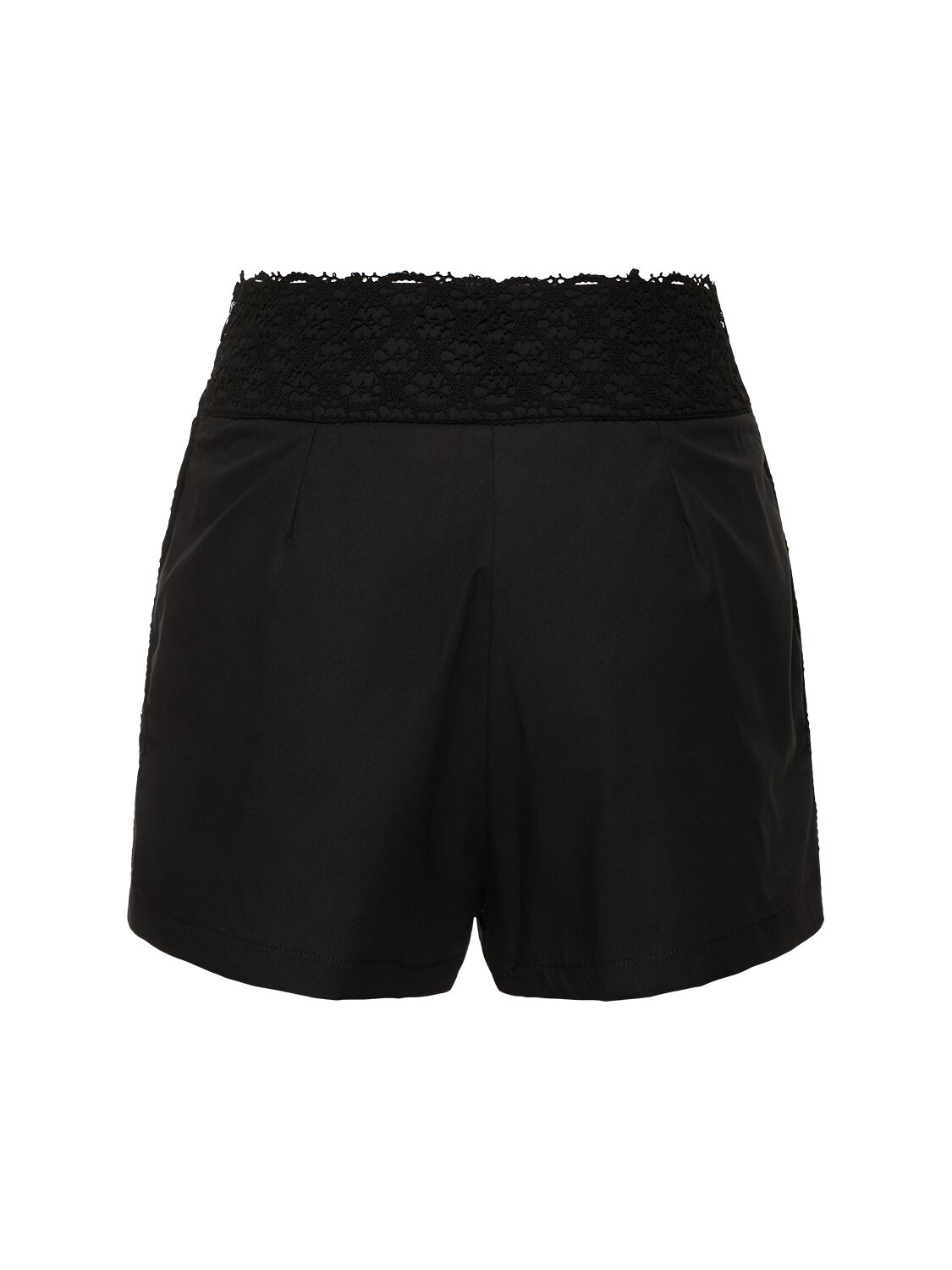 Shop Ermanno Scervino Embroidered Pleated Cotton Shorts In Black
