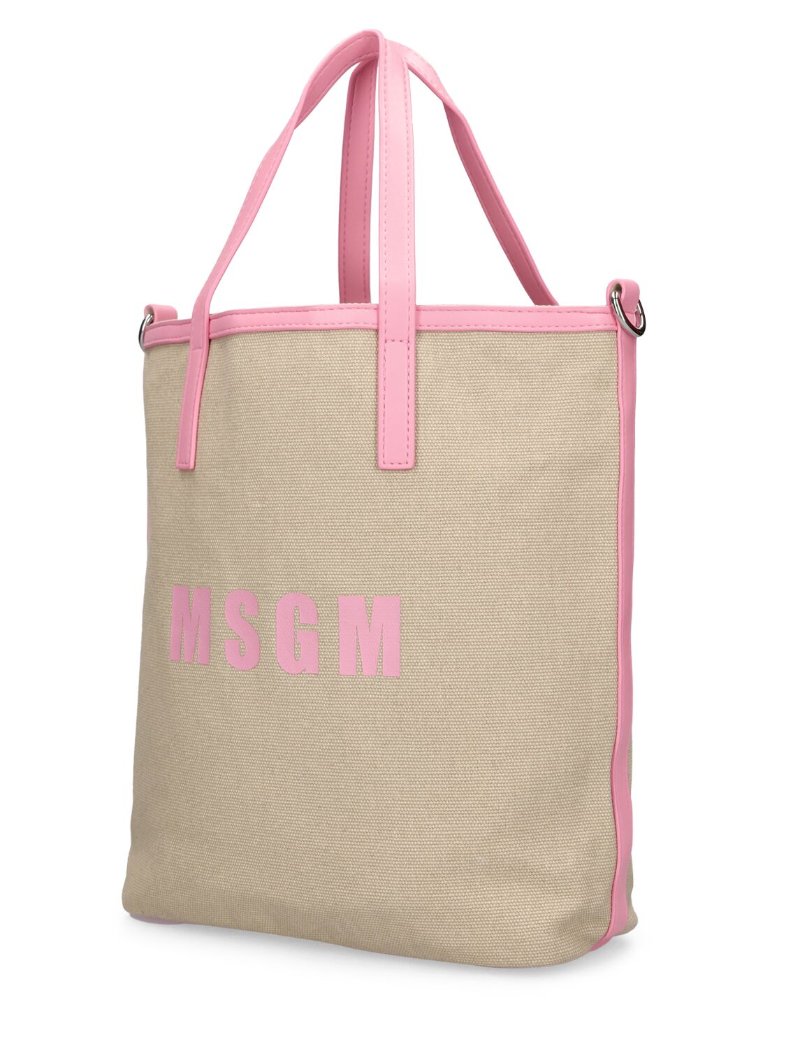 Shop Msgm Small Canvas Shopping Bag In Pink