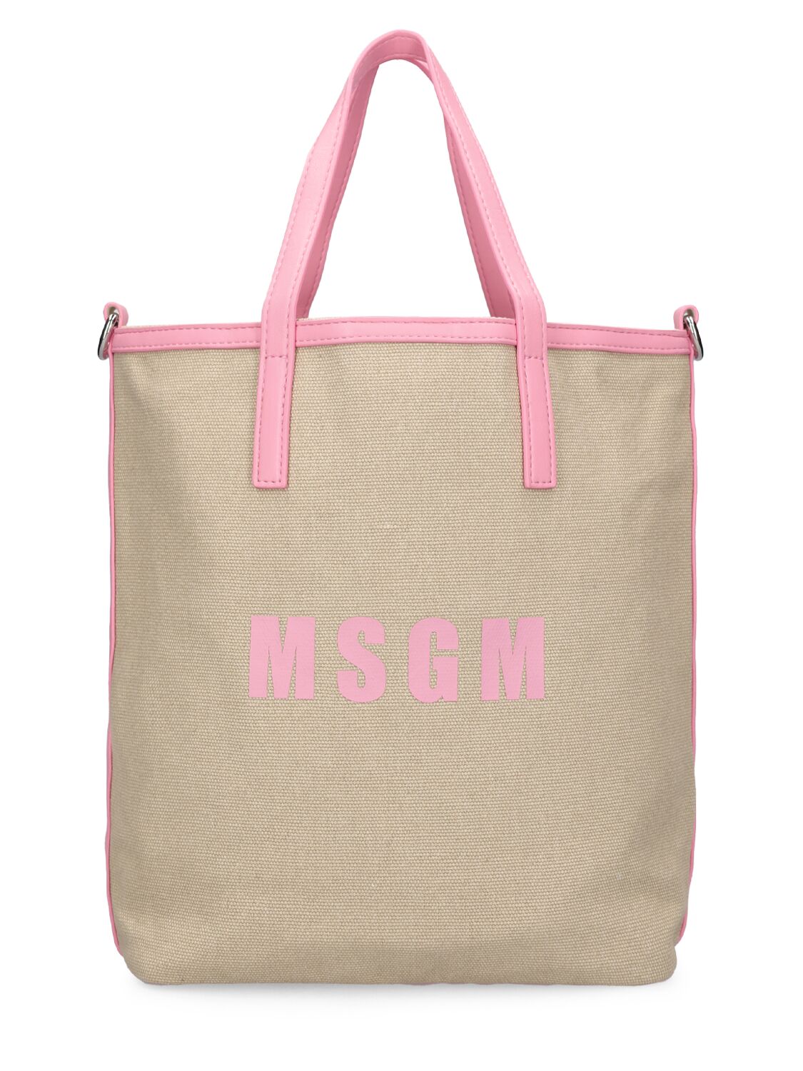 Msgm Small Canvas Shopping Bag In Pink